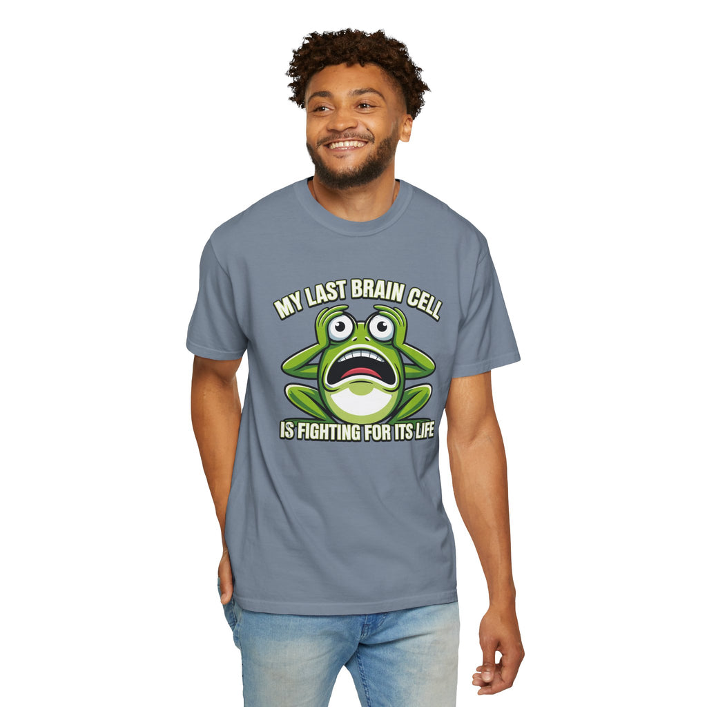 Funny Frog Graphic T-Shirt — My Last Brain Cell Is Fighting For Its Life Humor Gift Tee for Women