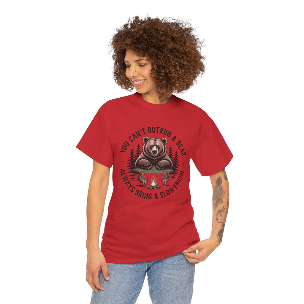 Bear Campfire T‑Shirt — "You Can't Outrun a Bear, Always Bring a Slow Friend" Camping Tee