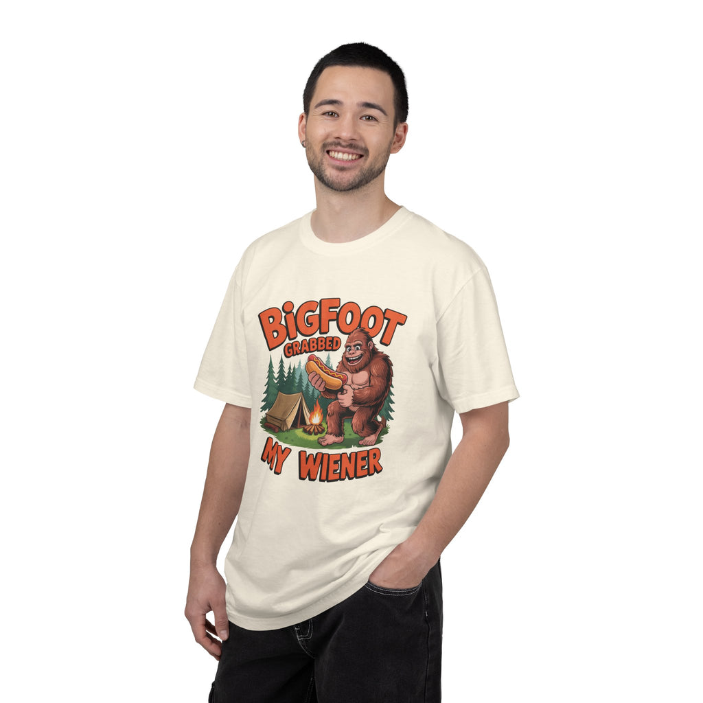 Bigfoot Grabbed My Wiener T-Shirt — Funny Camping Sasquatch Tee