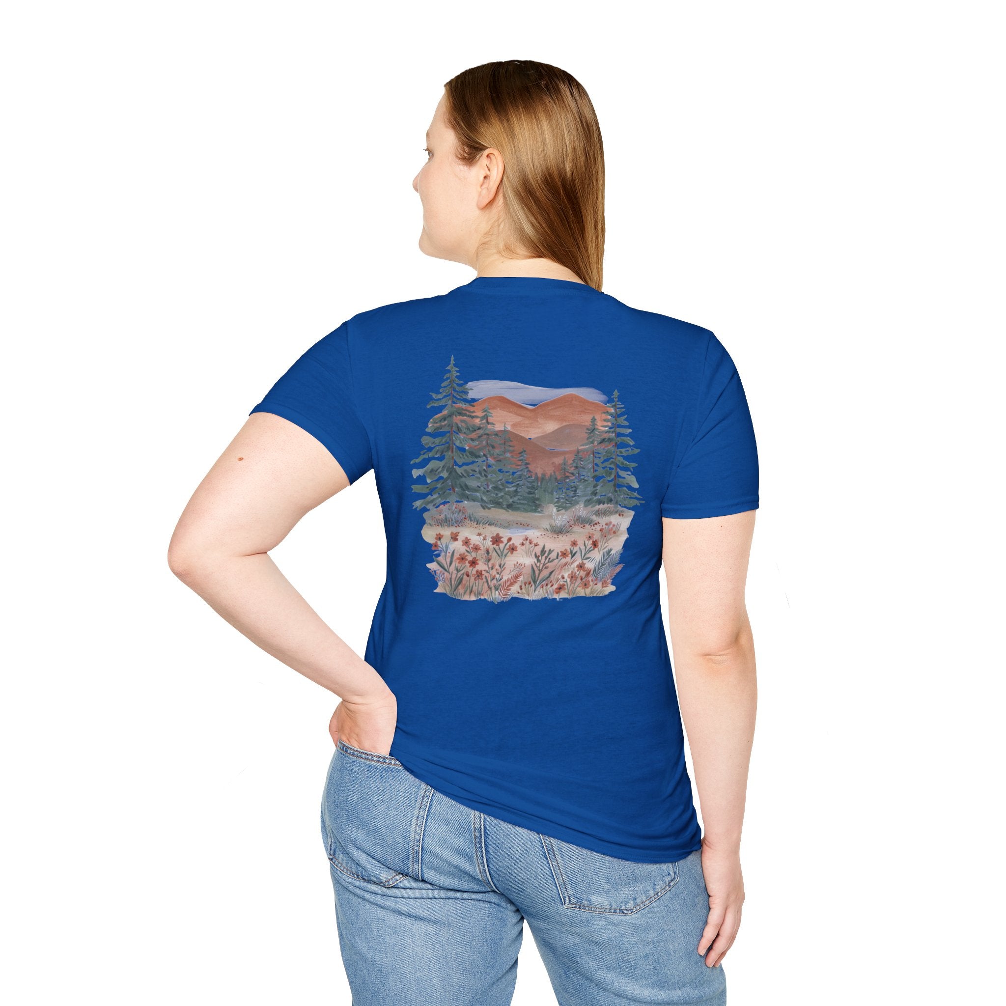 Floral Corner Tee — Minimal Wildflower Pocket T‑Shirt