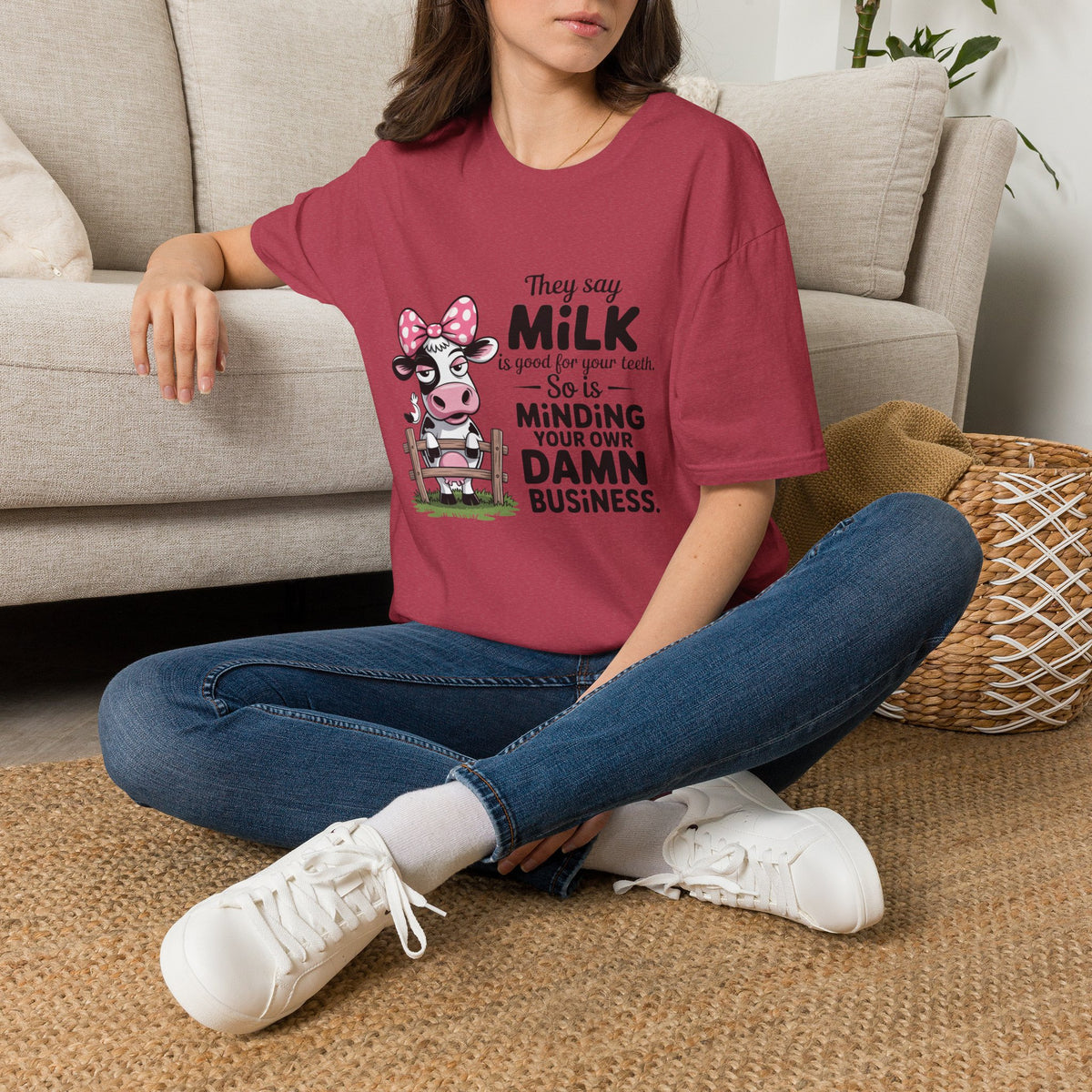 They Say Milk Is Good For Your Teeth - Funny Cow T-Shirt