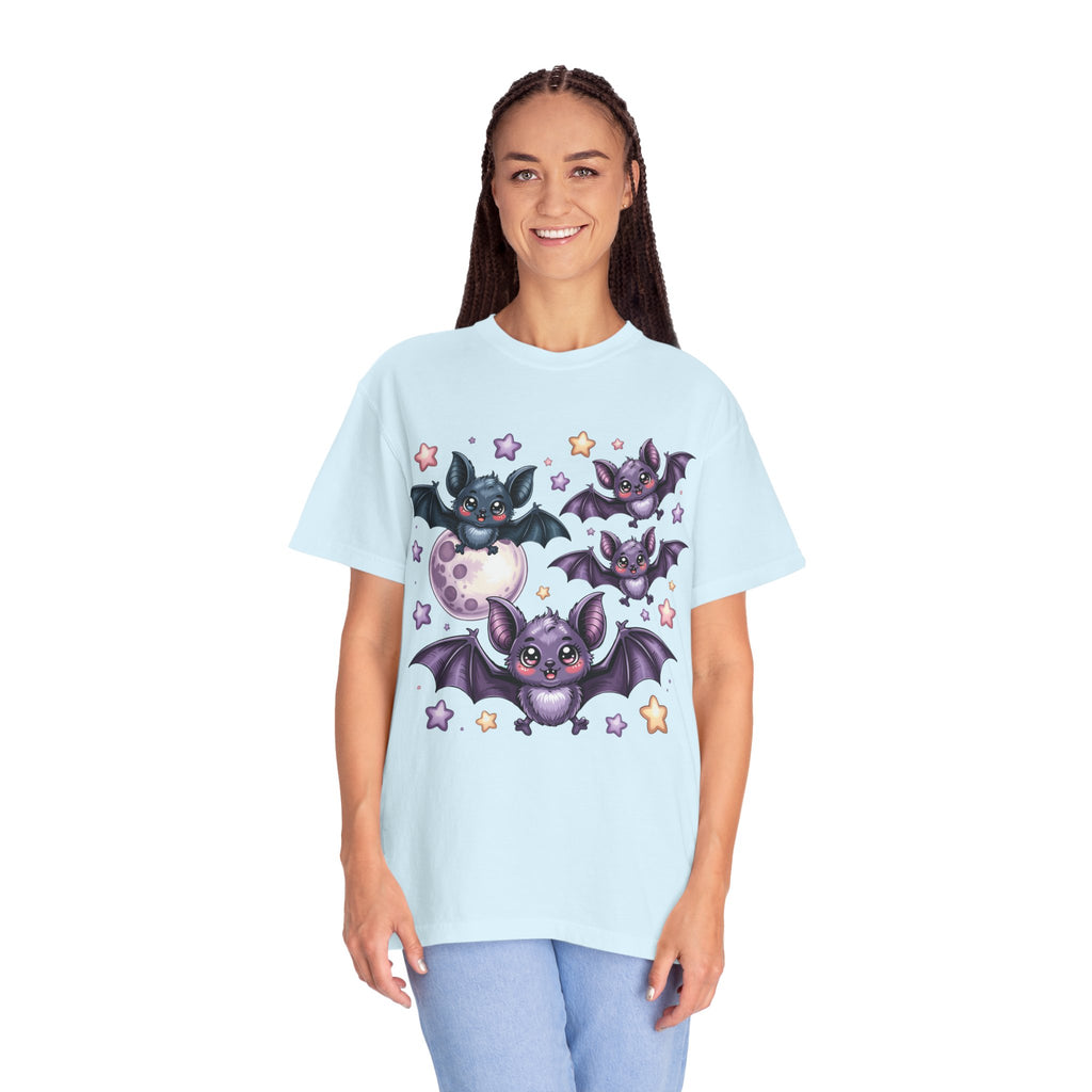Cute Purple Bats T-Shirt — Kawaii Night Moon & Stars Tee