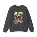 Crewneck Sweatshirt — 'Oh, Look! Nobody Gives a Shit' Skull Binoculars Graphic