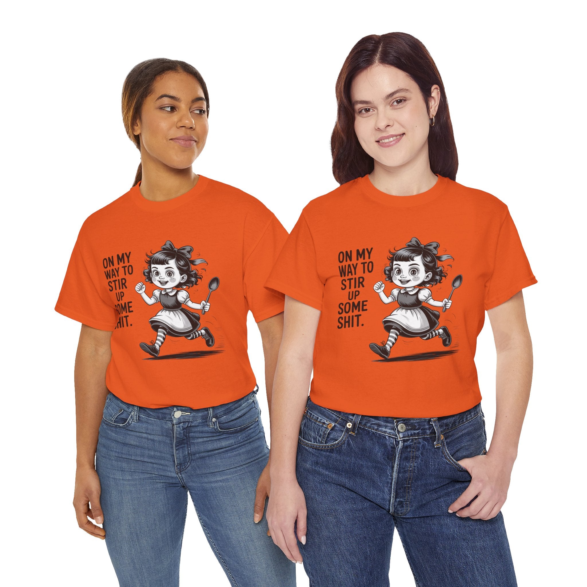 Stir Up Some Shit Tee — Retro Mischief Girl Graphic T-Shirt