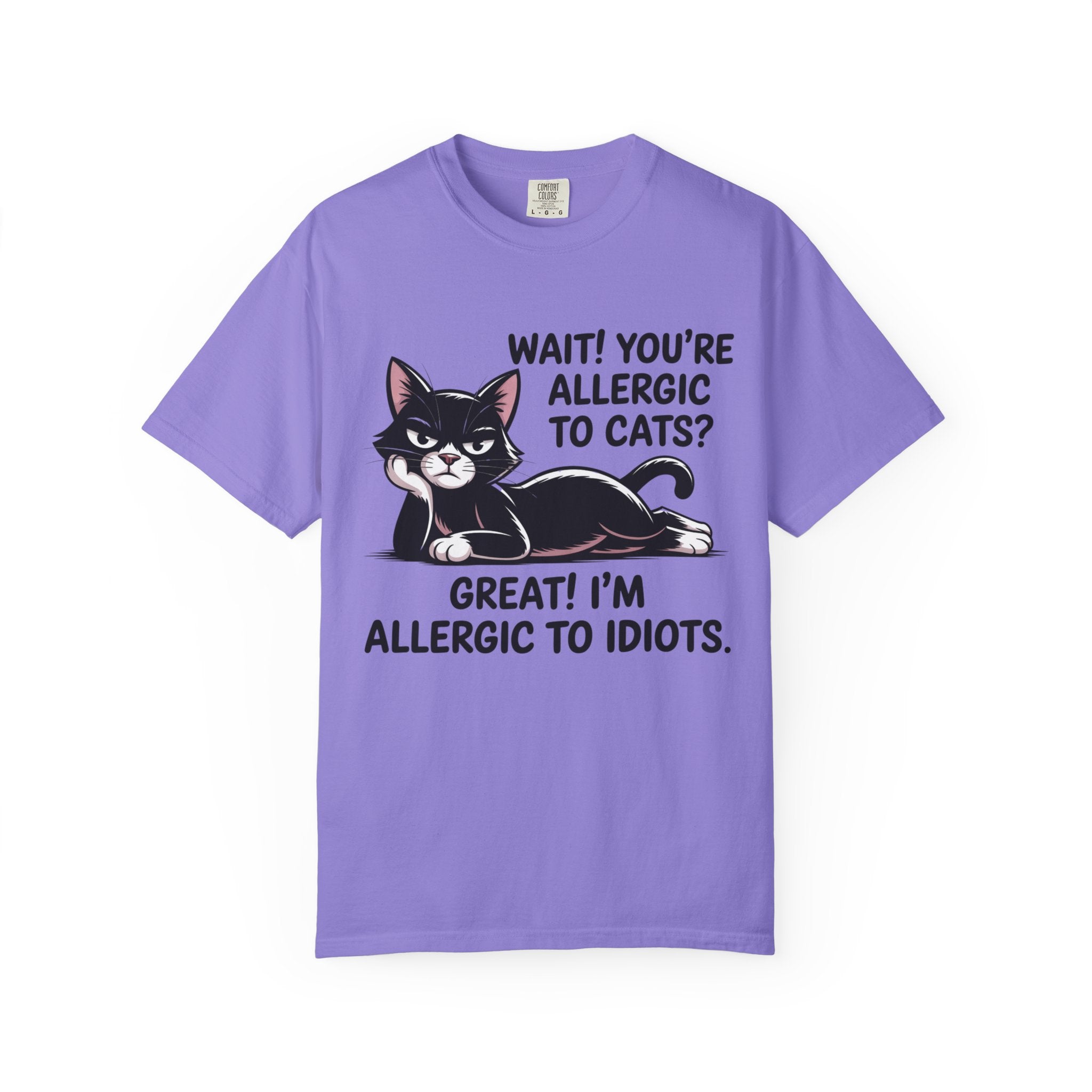 Funny Cat Lover T-Shirt — Allergic to Idiots Humor Gift Tee for Cat Moms