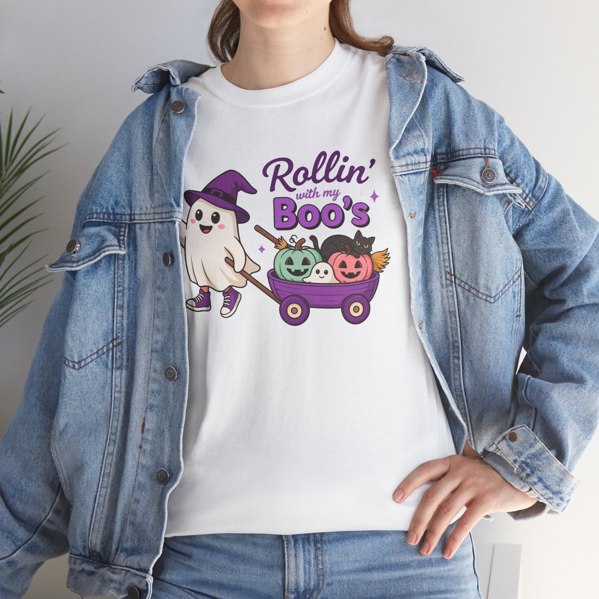 Rollin' Boo's Halloween Tee — Cute Ghost Wagon Pumpkin Kids Shirt