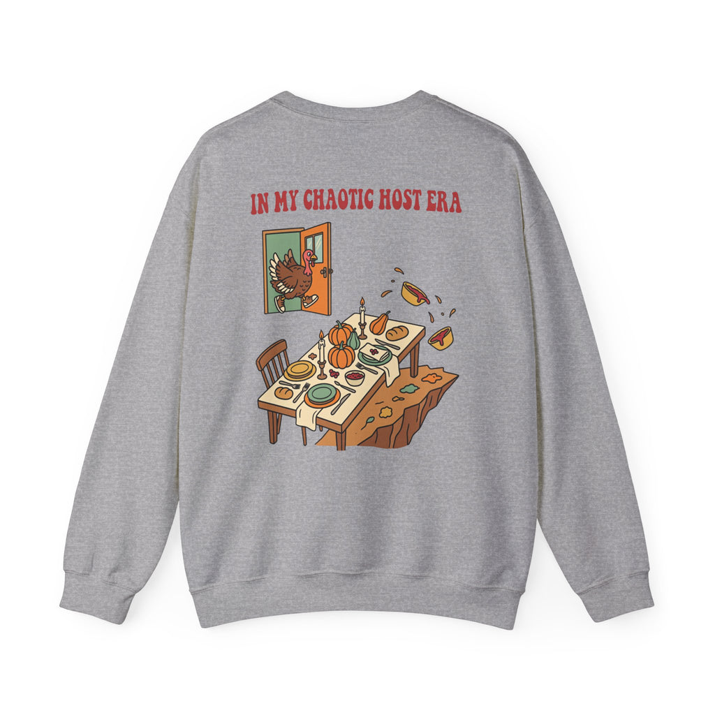 Funny Thanksgiving Host Crewneck Sweatshirt — My Table Seats 6 My Anxiety Seats 12 Gift Pullover