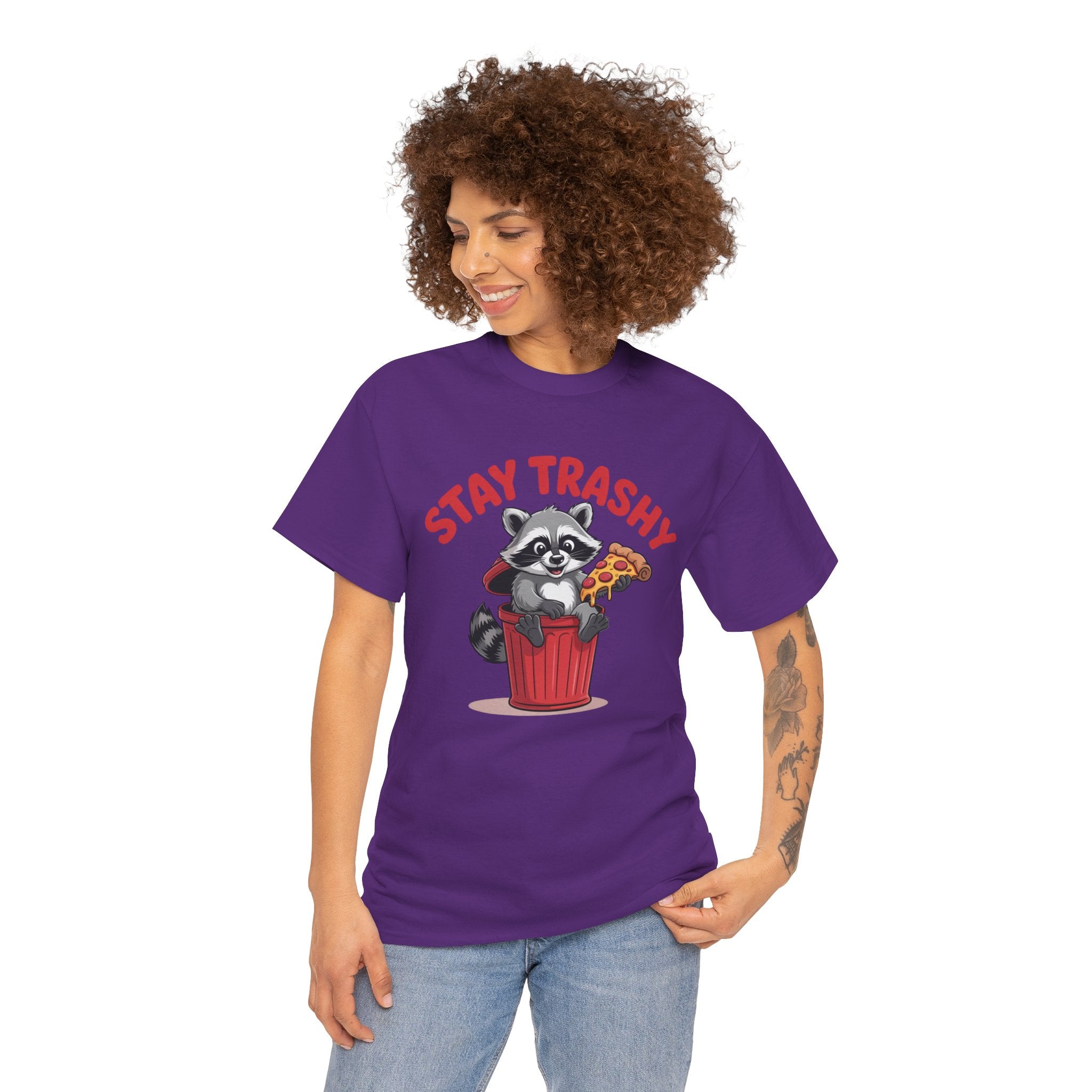 Funny Raccoon T-Shirt — Stay Trashy Humor Gift Tee for Women
