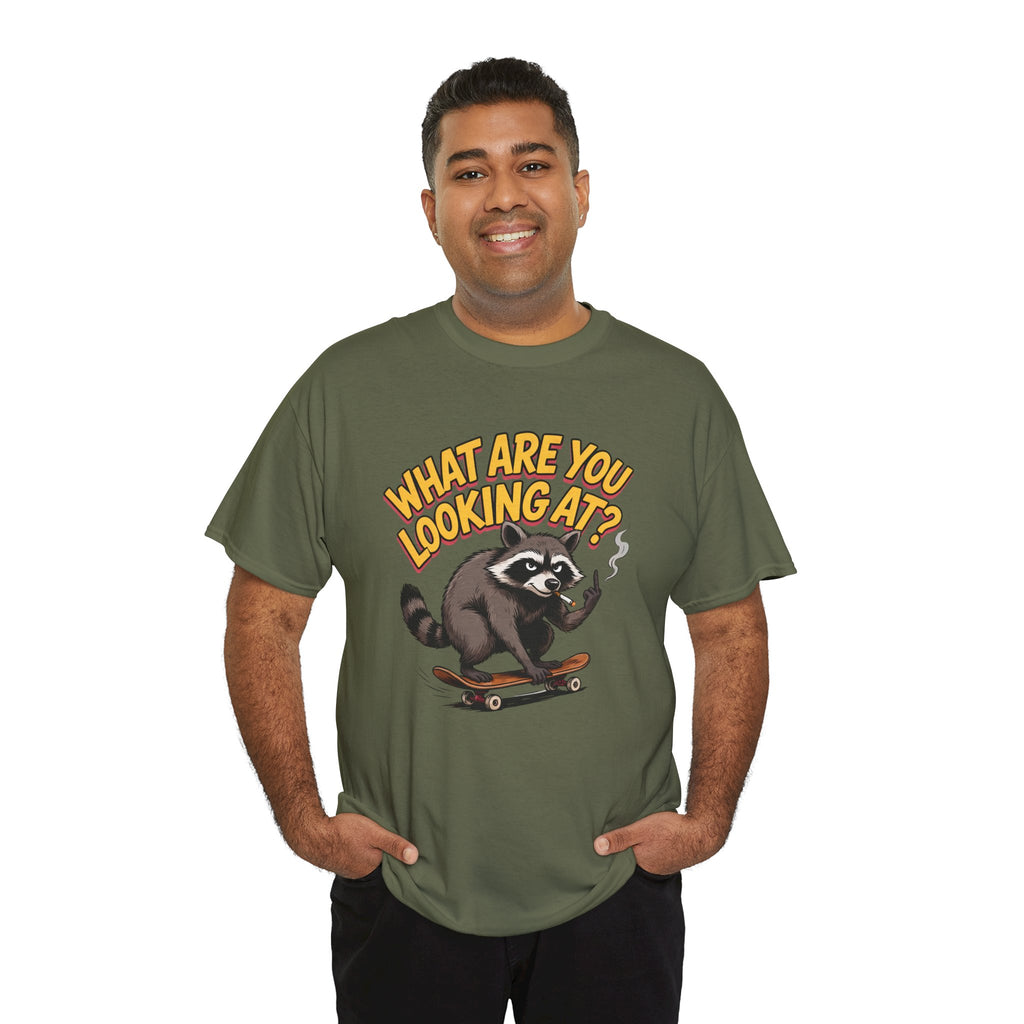Funny Raccoon Graphic T-Shirt — What Are You Looking At Skater Humor Gift Tee