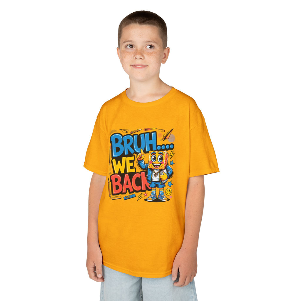 Kids Tee — "Bruh... We Back" Cartoon Sponge Graphic