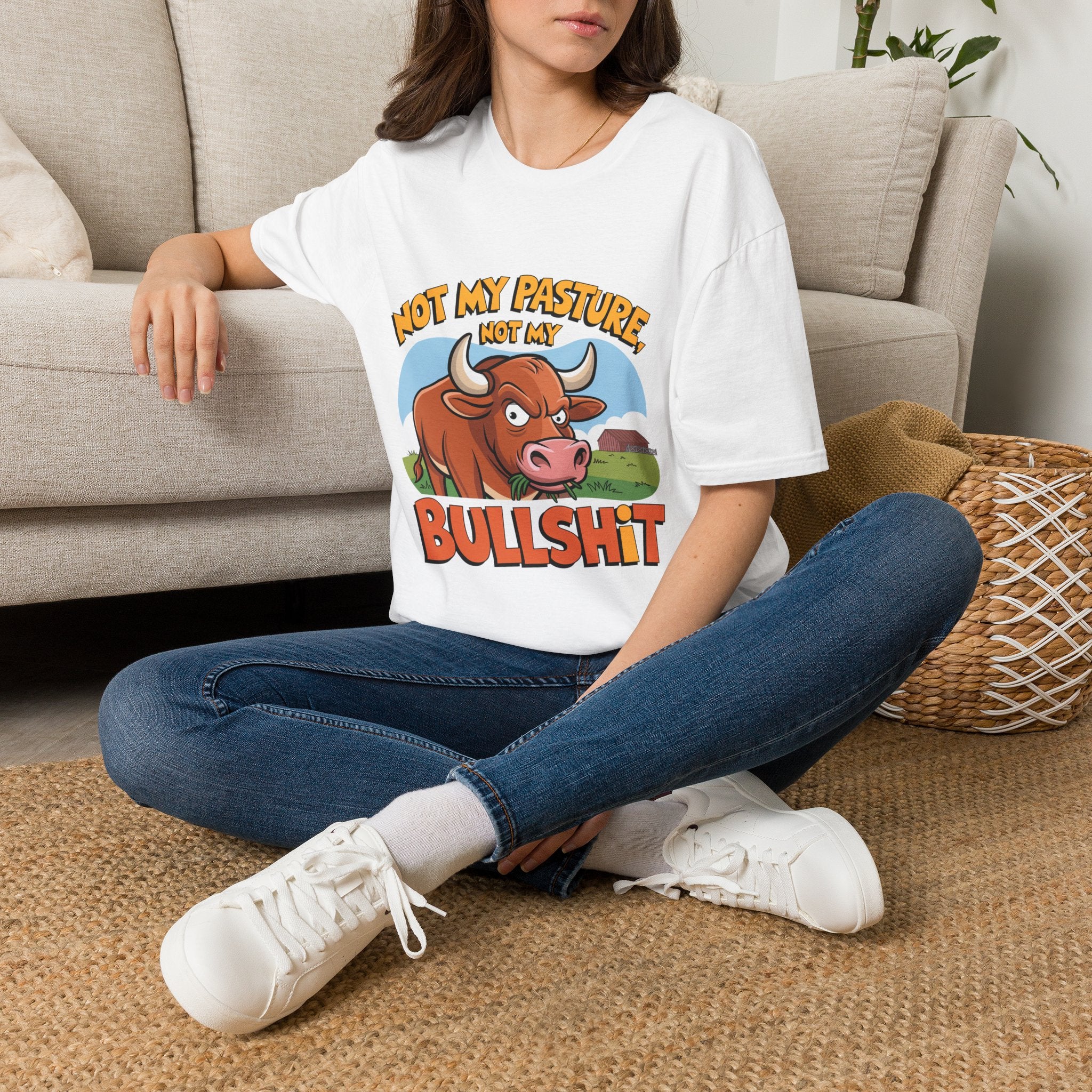 Not My Pasture Not My Bullshit T-Shirt — Funny Cow Graphic Tee