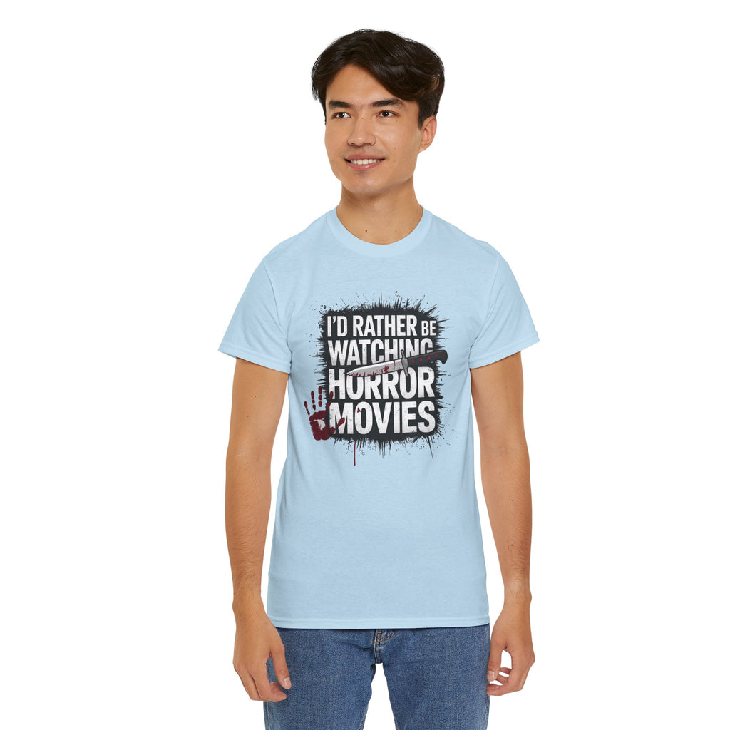 Horror Movie Fan T-Shirt — "I'd Rather Be Watching Horror Movies" Graphic Tee