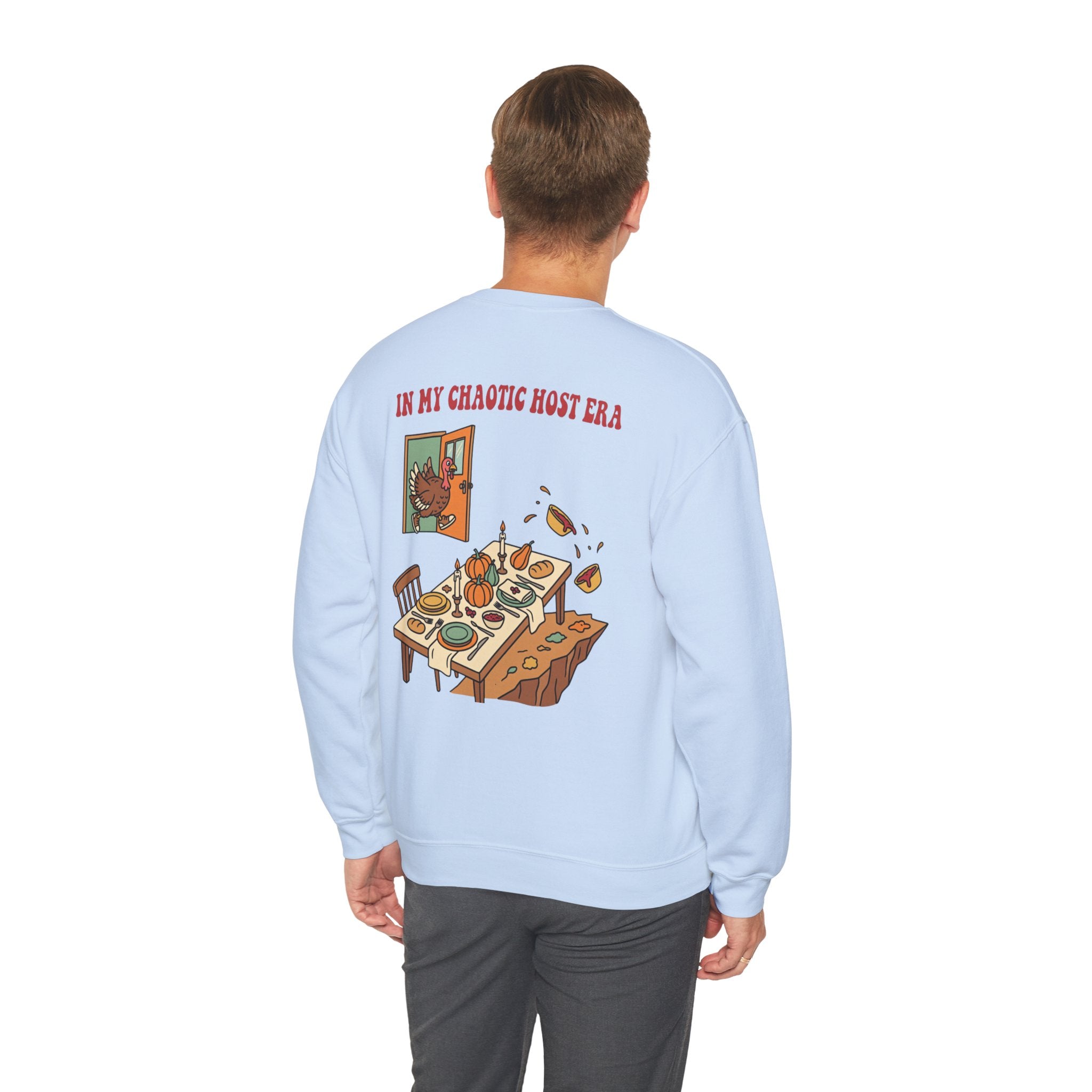 Funny Thanksgiving Host Crewneck Sweatshirt — My Table Seats 6 My Anxiety Seats 12 Gift Pullover