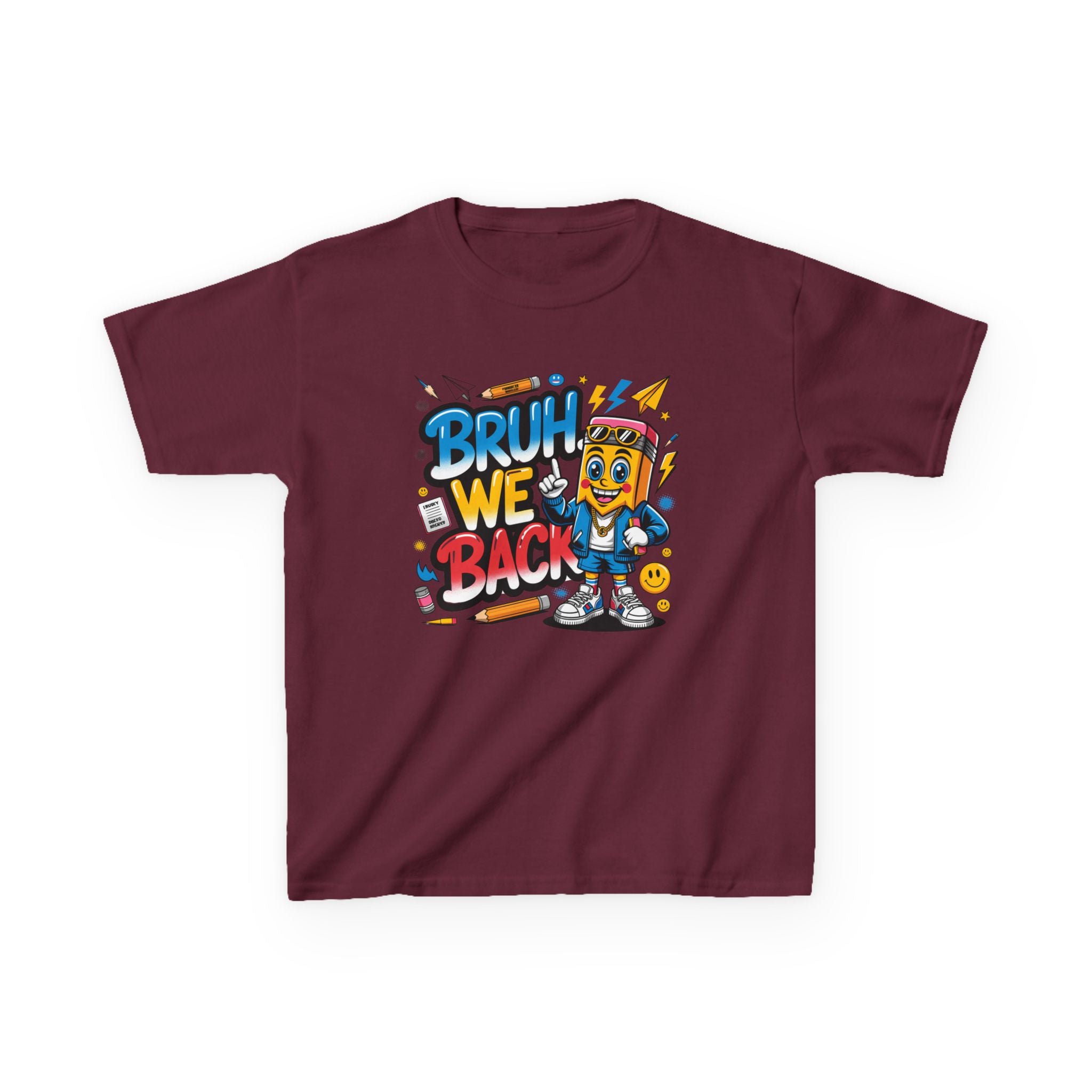 Kids T-Shirt — "Bruh We Back" Cartoon Graphic Tee