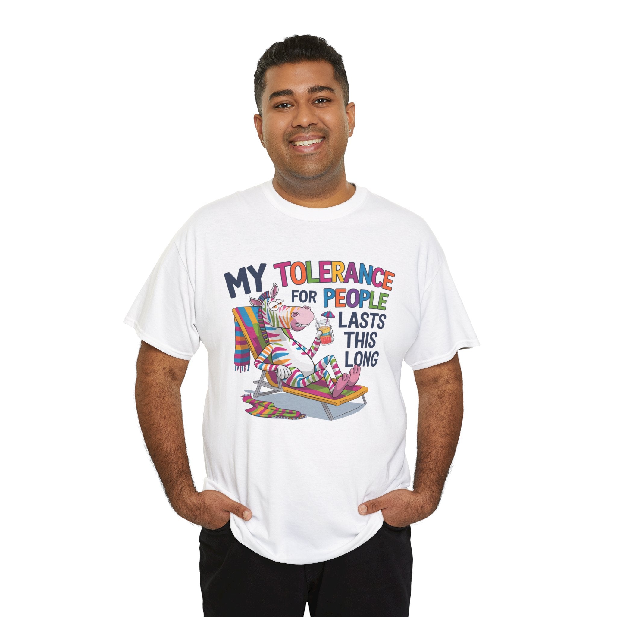 Funny Unicorn T-Shirt — “My Tolerance for People Lasts This Long” Graphic Tee
