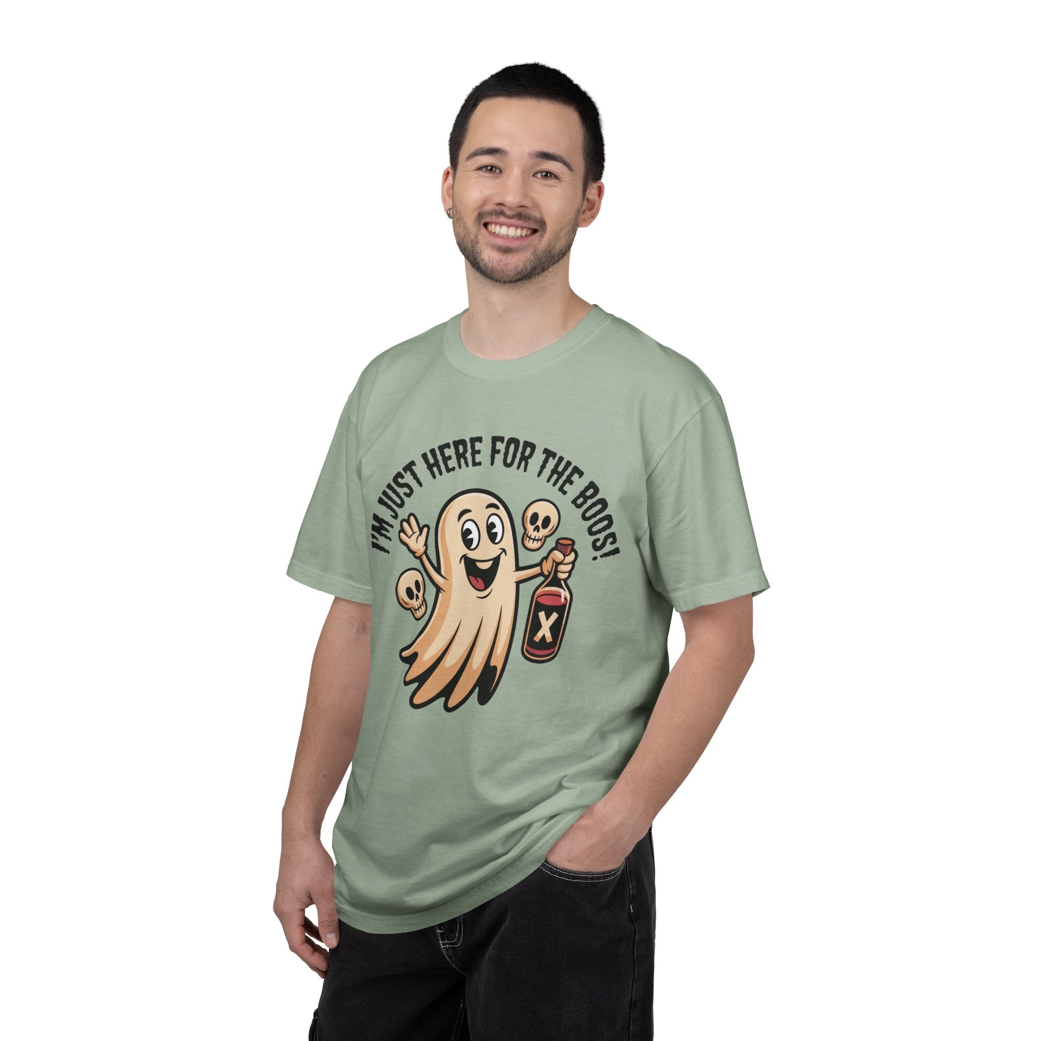 Halloween Ghost T‑Shirt — "I'm Just Here for the Boos!" Funny Party Tee
