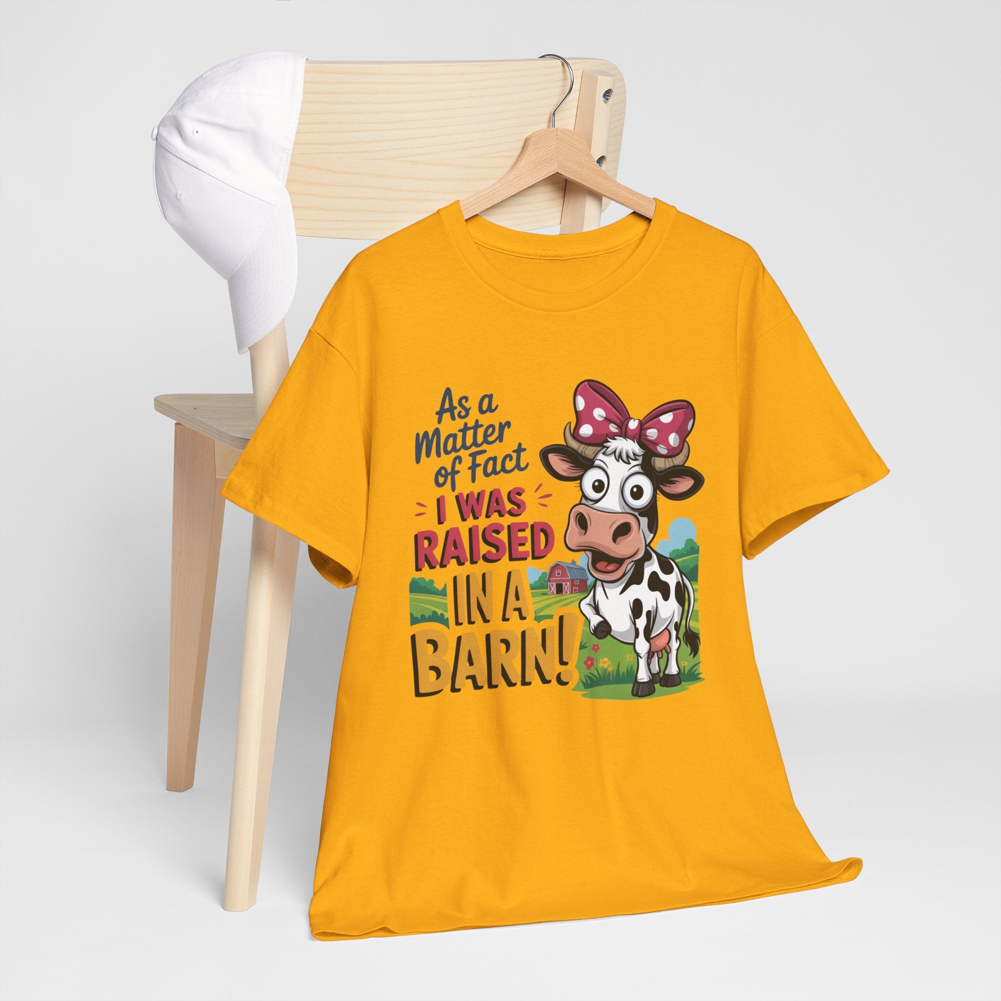 Raised in a Barn Cow Graphic Tee — Funny Farm Animal Shirt
