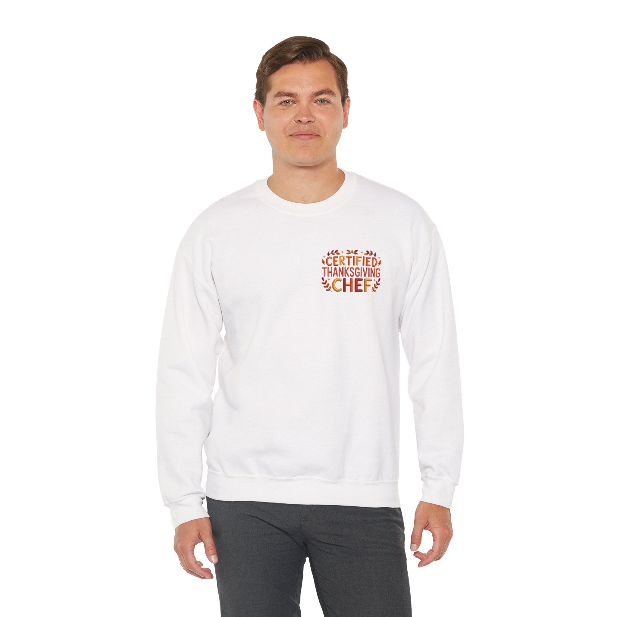 Funny Thanksgiving Chef Crewneck Sweatshirt — Certified Thanksgiving Chef Kitchen Disaster Humor Gift Pullover