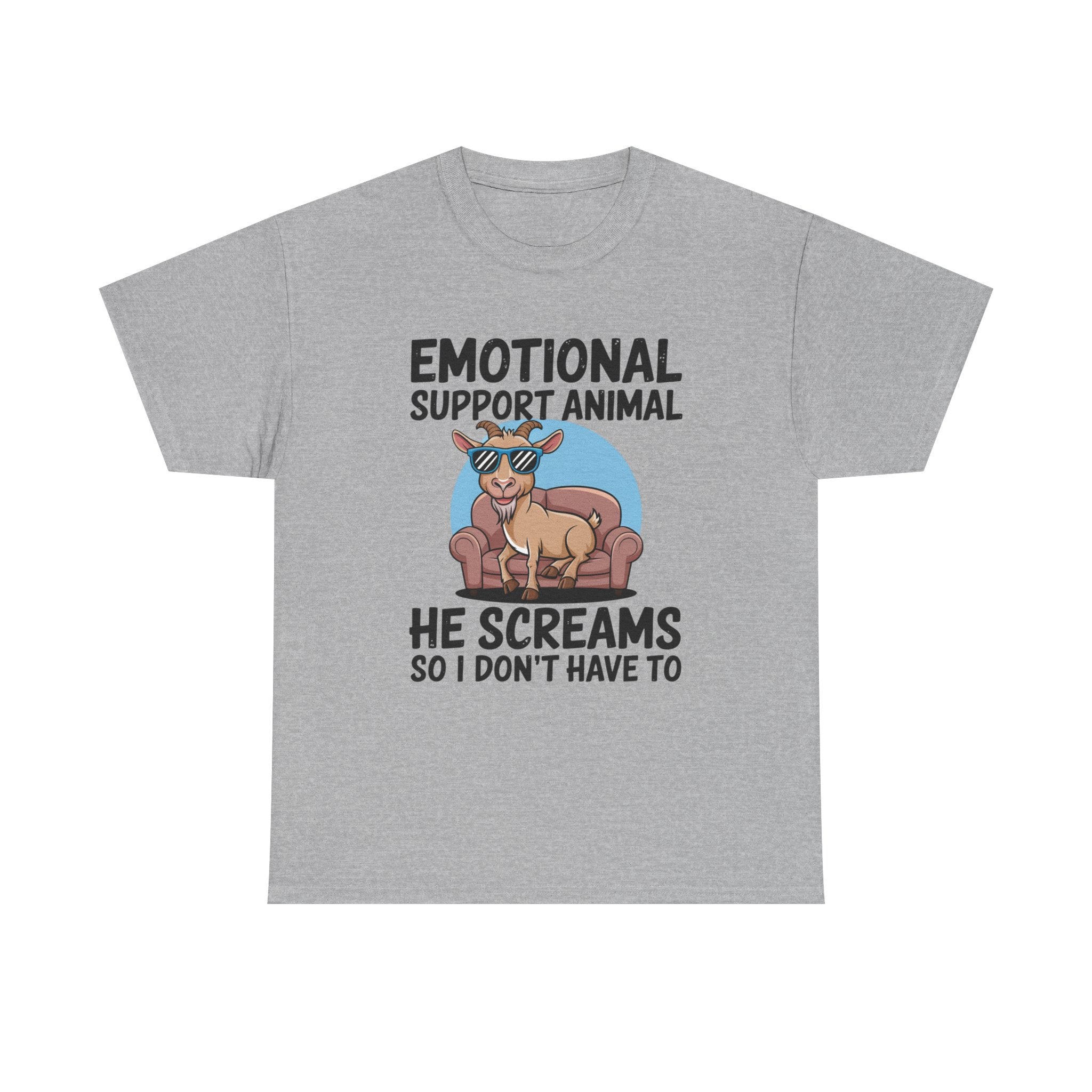 Funny Goat T-Shirt — He Screams So I Don't Have To Emotional Support Animal Gift Tee