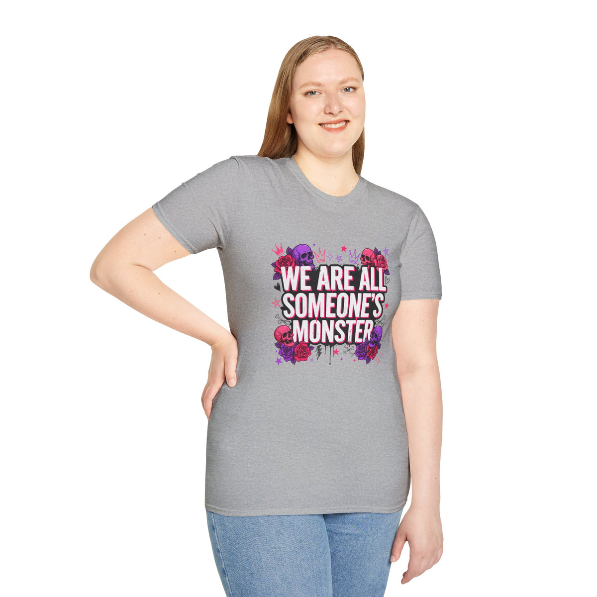 We Are All Someone's Monster T-Shirt — Goth Floral Skull Graphic Tee
