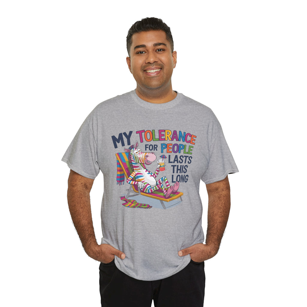 Funny Unicorn T-Shirt — “My Tolerance for People Lasts This Long” Graphic Tee