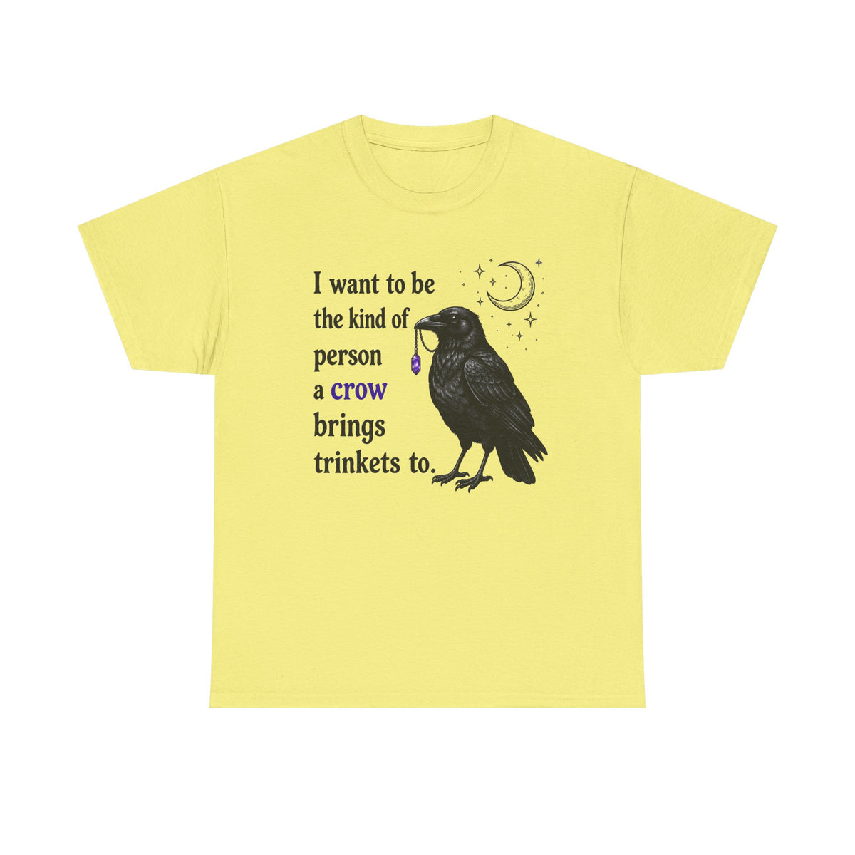 Crow Trinkets T-Shirt — "I want to be the kind of person a crow brings trinkets to"