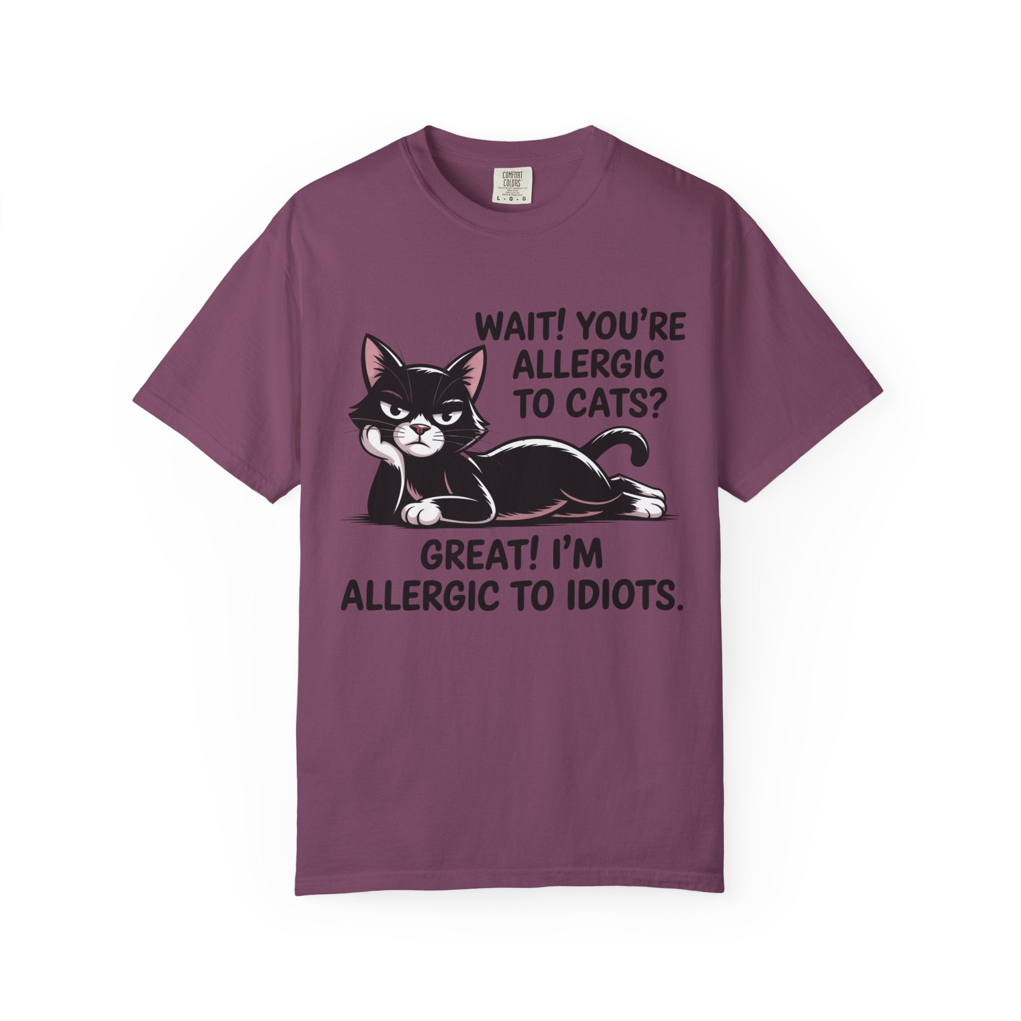 Funny Cat Lover T-Shirt — Allergic to Idiots Humor Gift Tee for Cat Moms