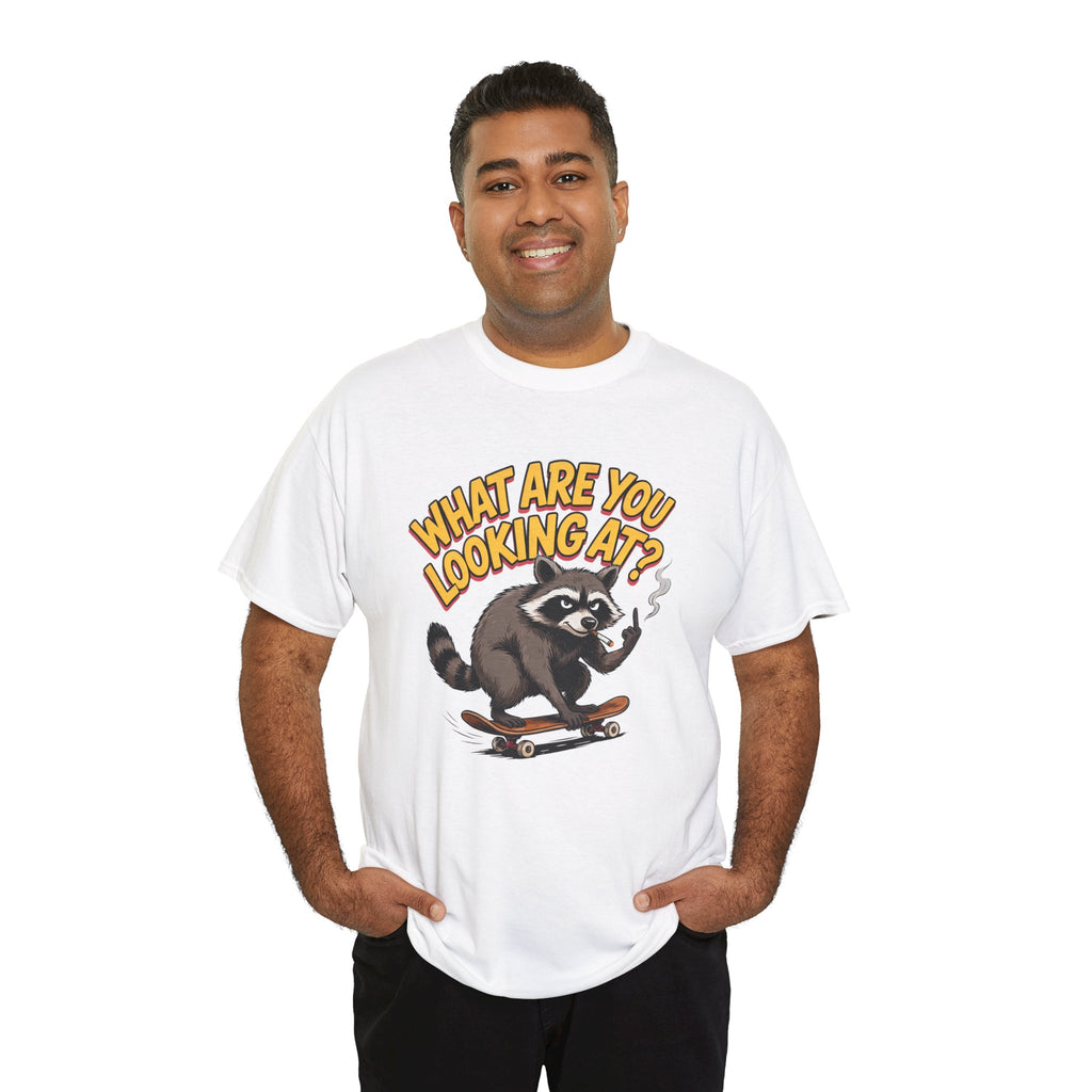 Funny Raccoon Graphic T-Shirt — What Are You Looking At Skater Humor Gift Tee
