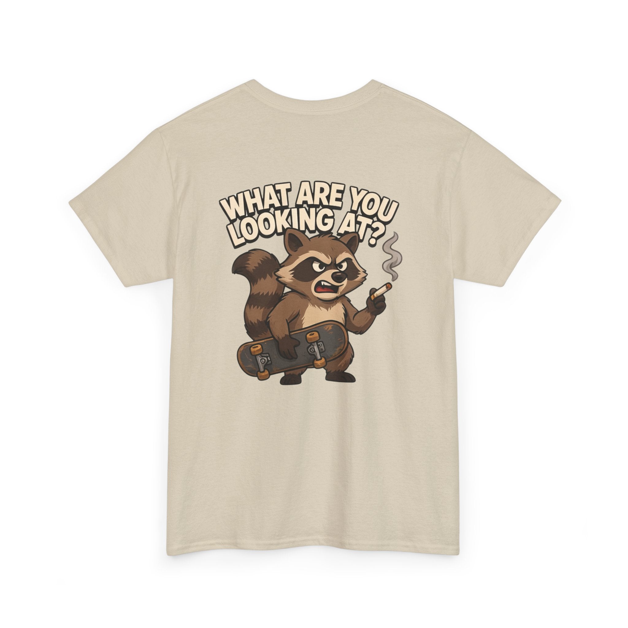 Graphic Tee — "What Are You Looking At?" Raccoon Illustration T-Shirt