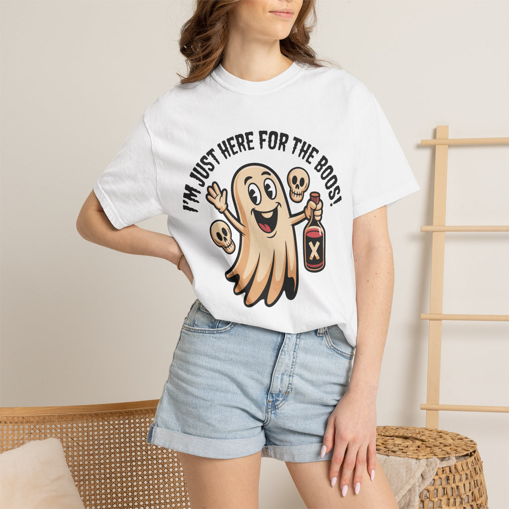 Halloween Ghost T‑Shirt — "I'm Just Here for the Boos!" Funny Party Tee