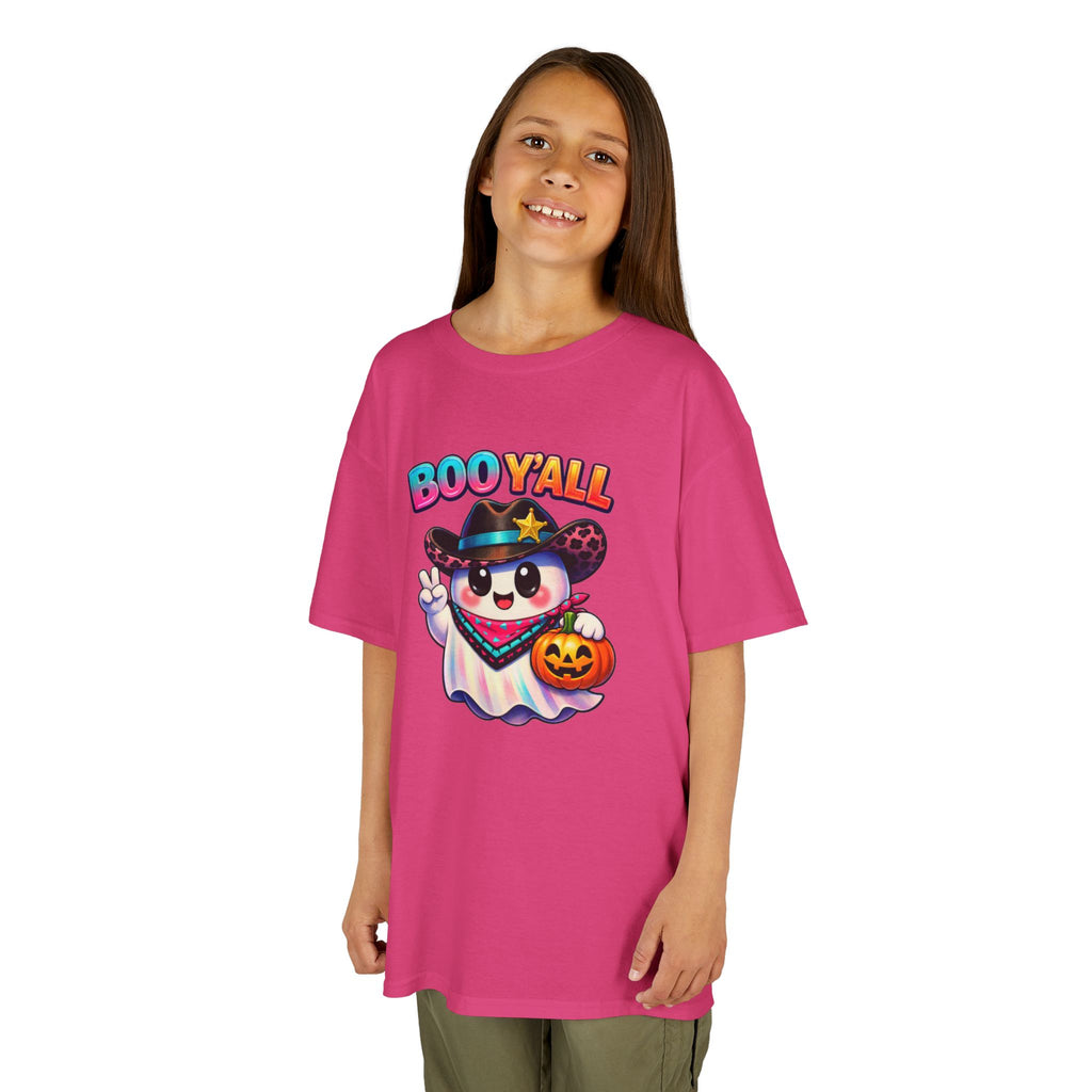 Kids Tee — 'Boo Y'all' Ghost Cowboy Halloween Shirt