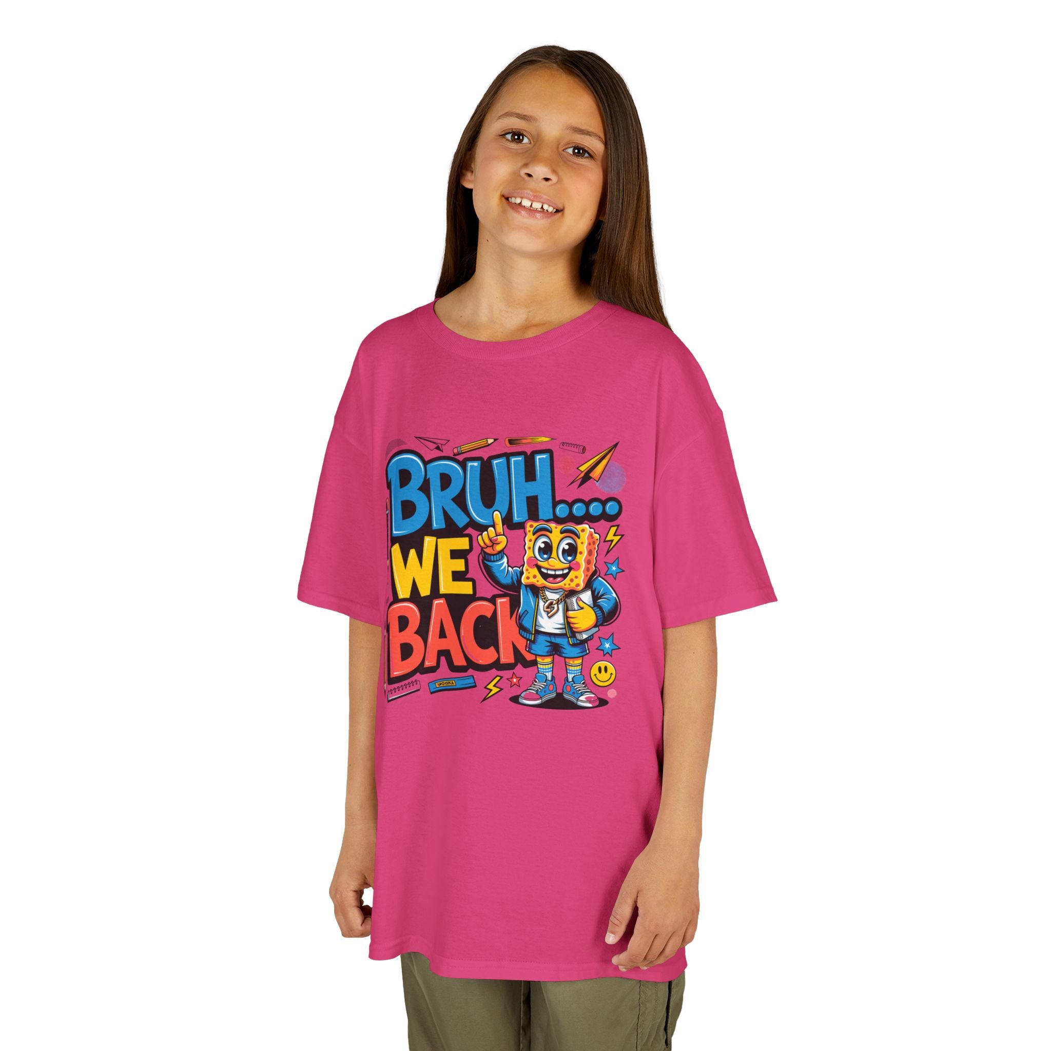 Kids Tee — "Bruh... We Back" Cartoon Sponge Graphic
