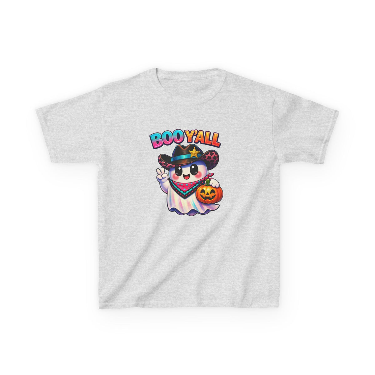 Kids Tee — 'Boo Y'all' Ghost Cowboy Halloween Shirt