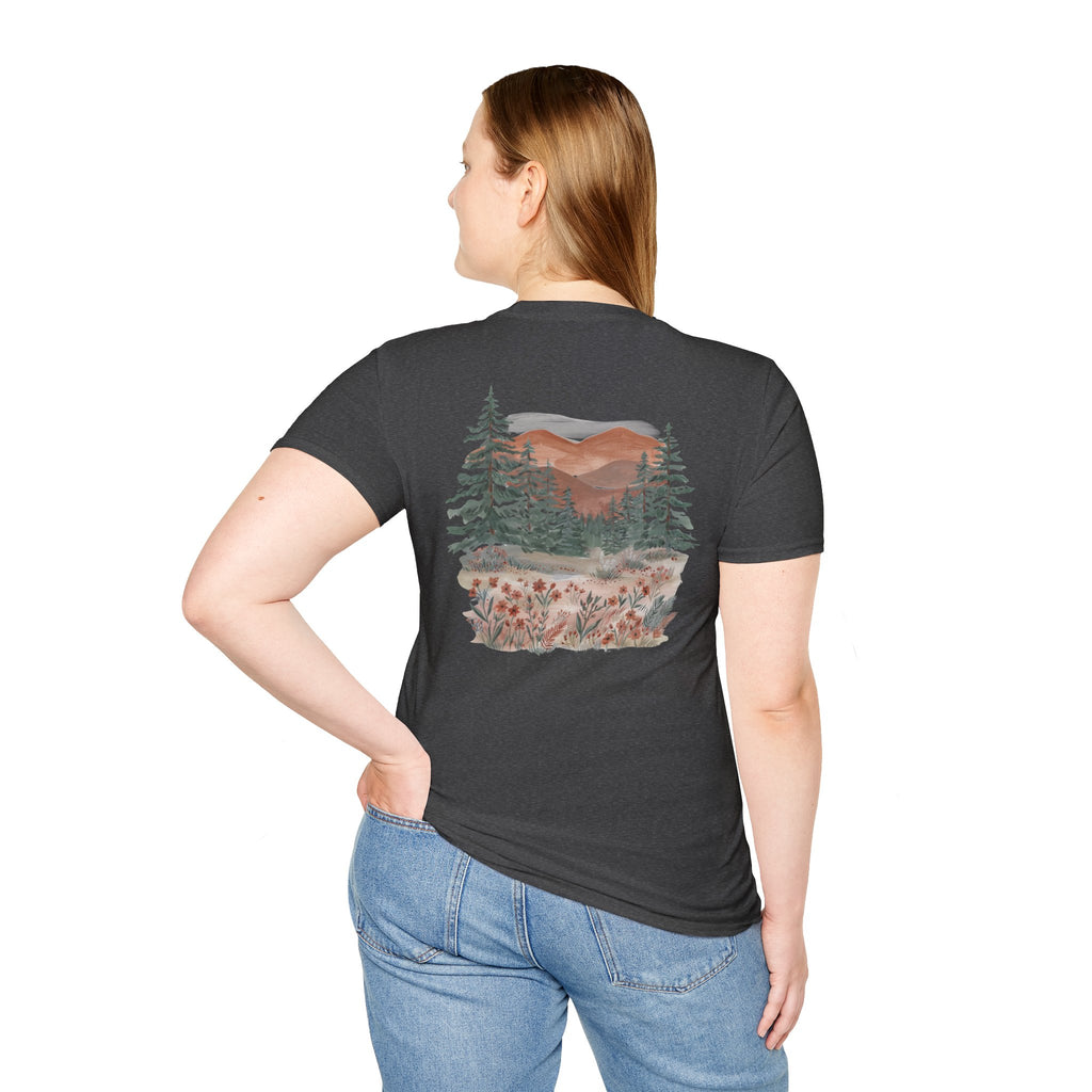 Floral Corner Tee — Minimal Wildflower Pocket T‑Shirt