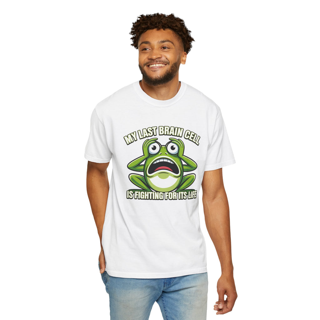 Funny Frog Graphic T-Shirt — My Last Brain Cell Is Fighting For Its Life Humor Gift Tee for Women