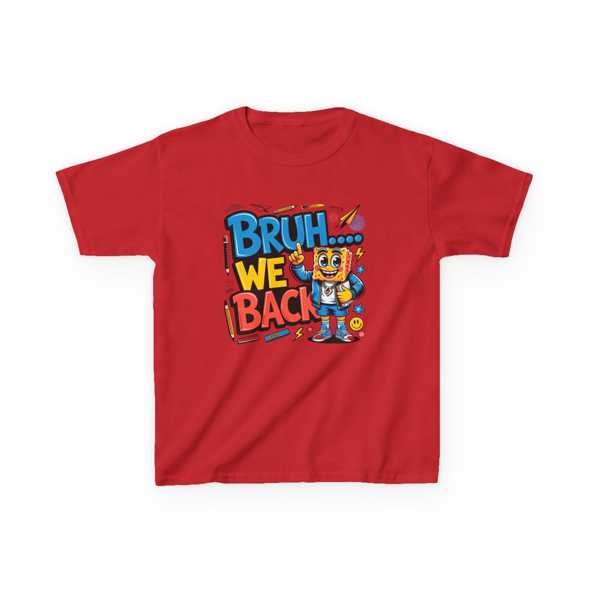 Kids Tee — "Bruh... We Back" Cartoon Sponge Graphic