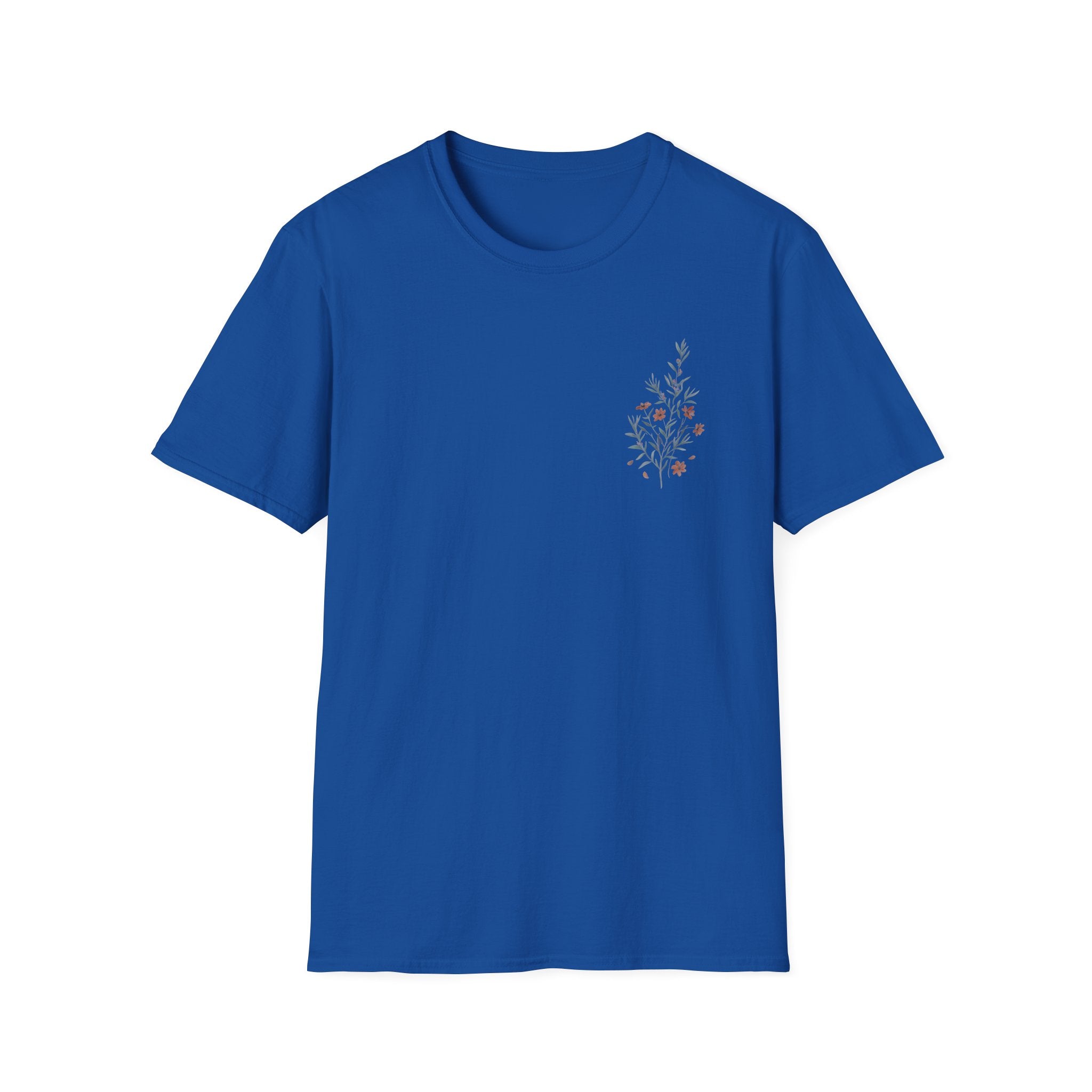Floral Corner Tee — Minimal Wildflower Pocket T‑Shirt