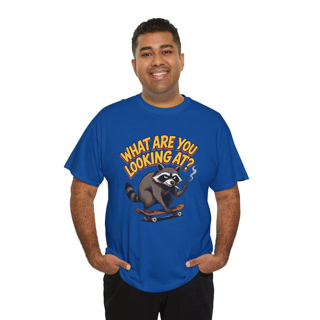 Funny Raccoon Graphic T-Shirt — What Are You Looking At Skater Humor Gift Tee