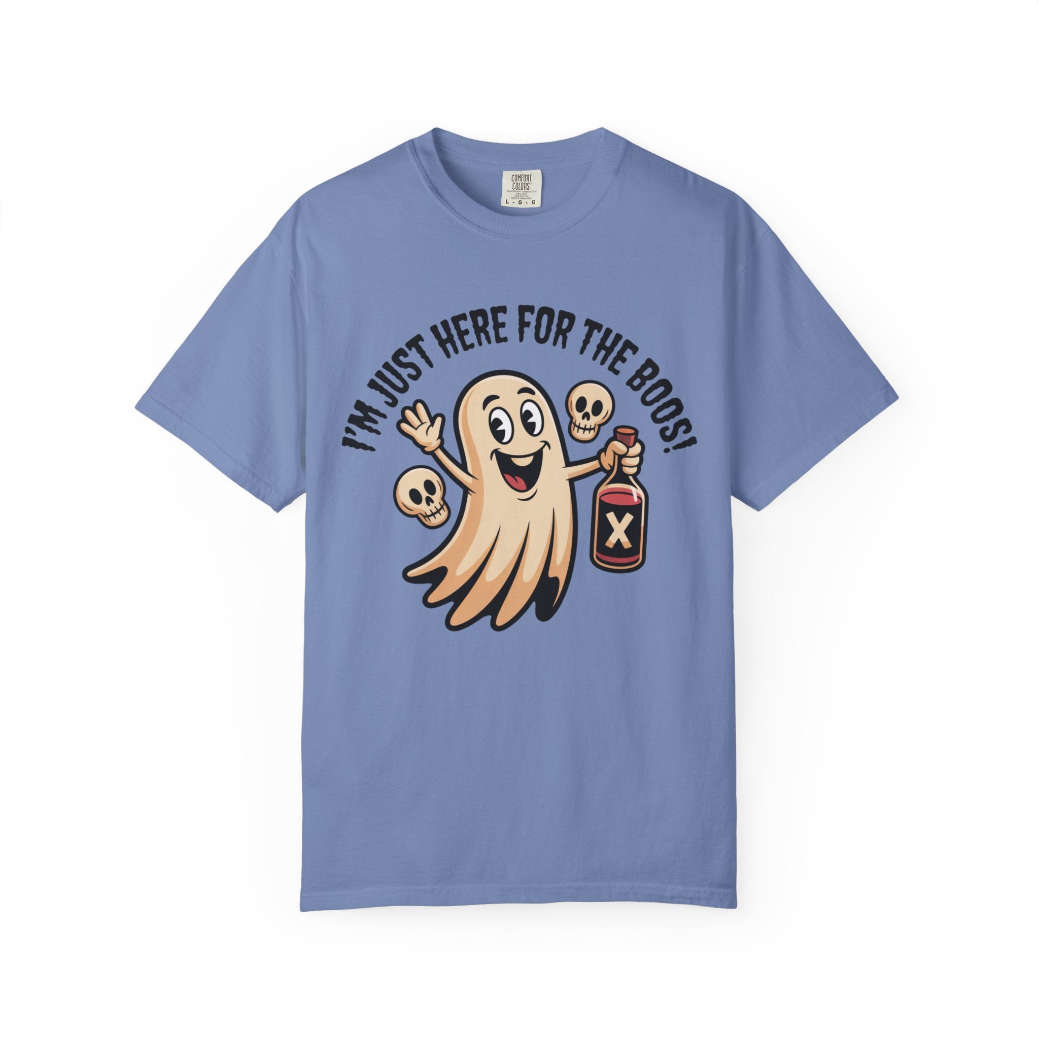 Halloween Ghost T‑Shirt — "I'm Just Here for the Boos!" Funny Party Tee