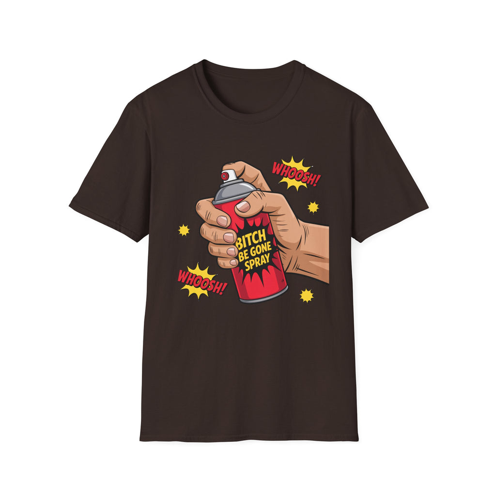 Funny 'Bitch, Be Gone' Spray T-Shirt — Pop Art Spray Can Graphic Tee