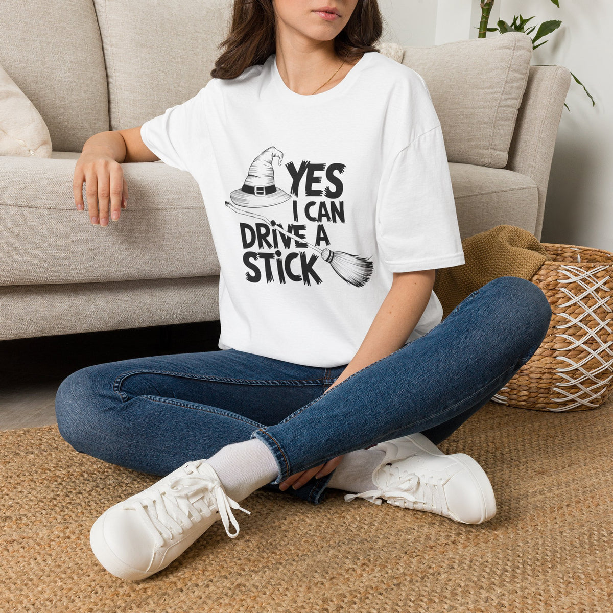 Witch Hat Tee - "Yes I Can Drive a Stick" Halloween T-Shirt
