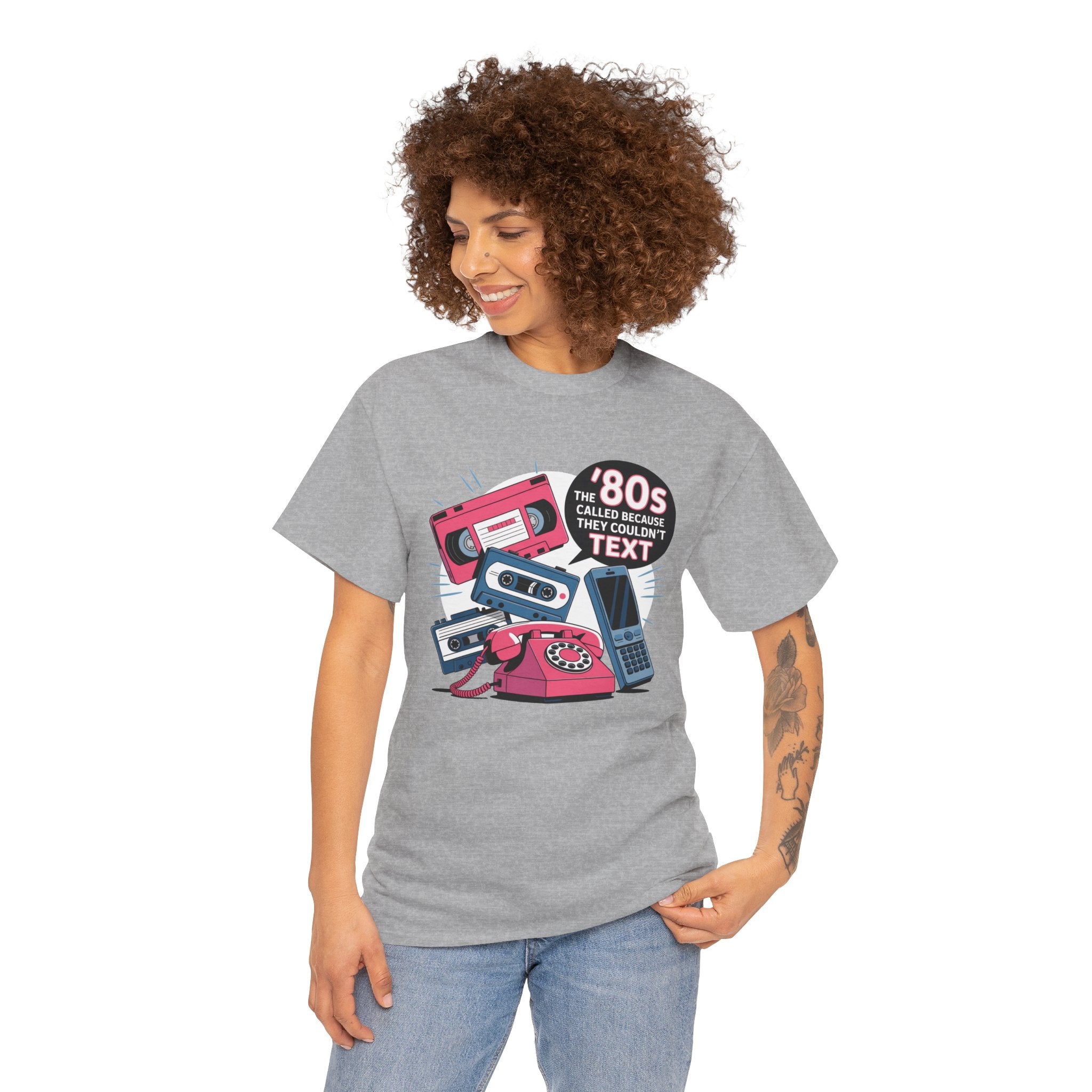 '80s Retro Phones Tee – Vintage Rotary, Cassette & Brick Cell Graphic T-Shirt