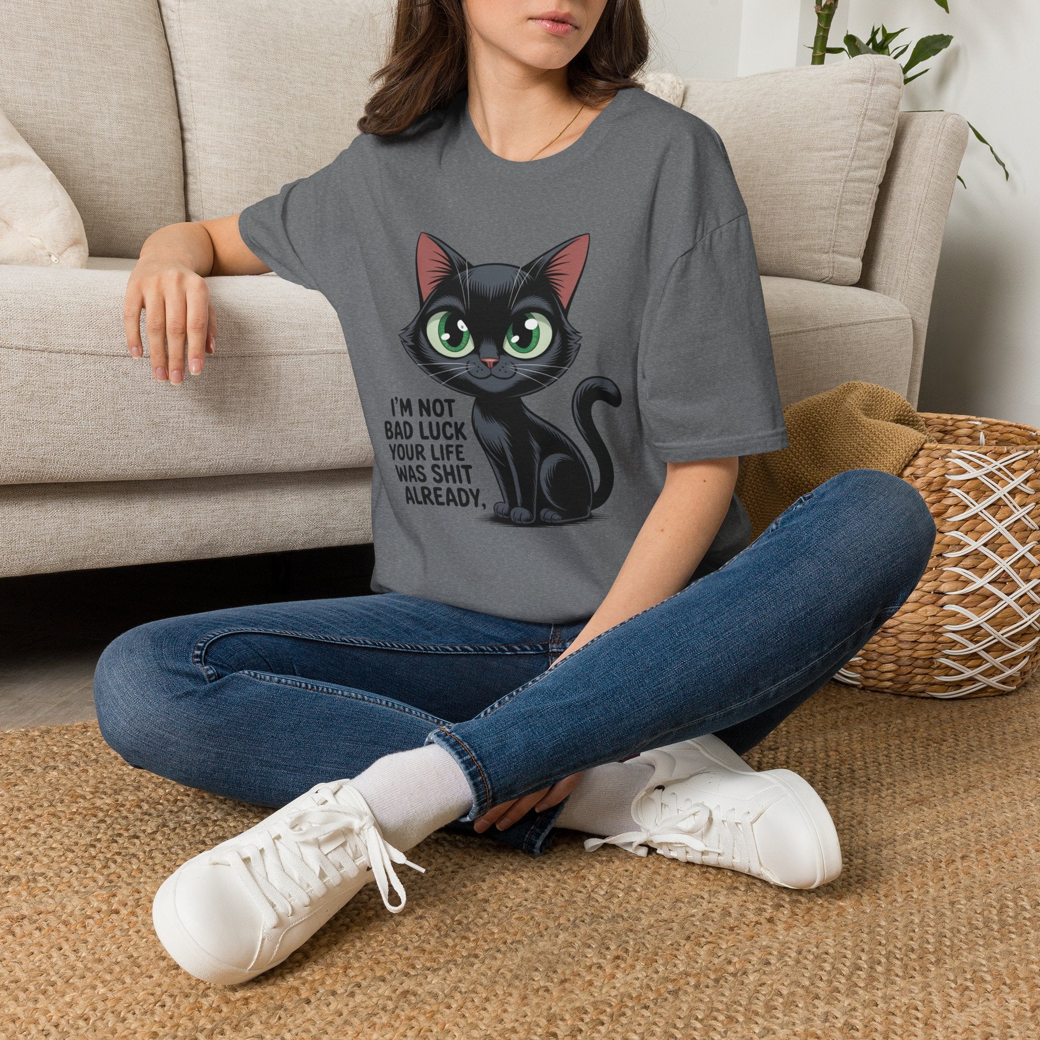 Funny Black Cat T-Shirt — I'm Not Bad Luck Dark Humor Gift Tee for Cat Lovers