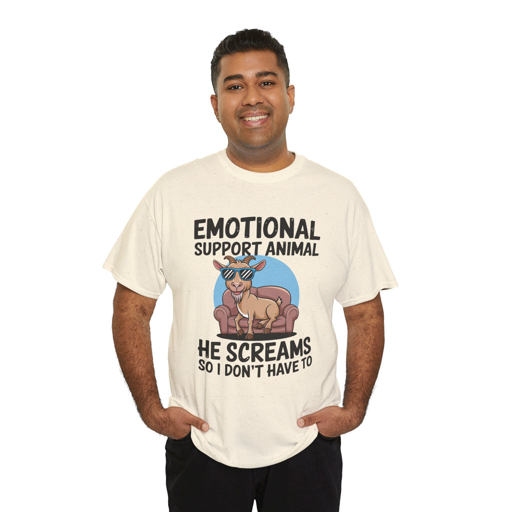 Funny Goat T-Shirt — He Screams So I Don't Have To Emotional Support Animal Gift Tee