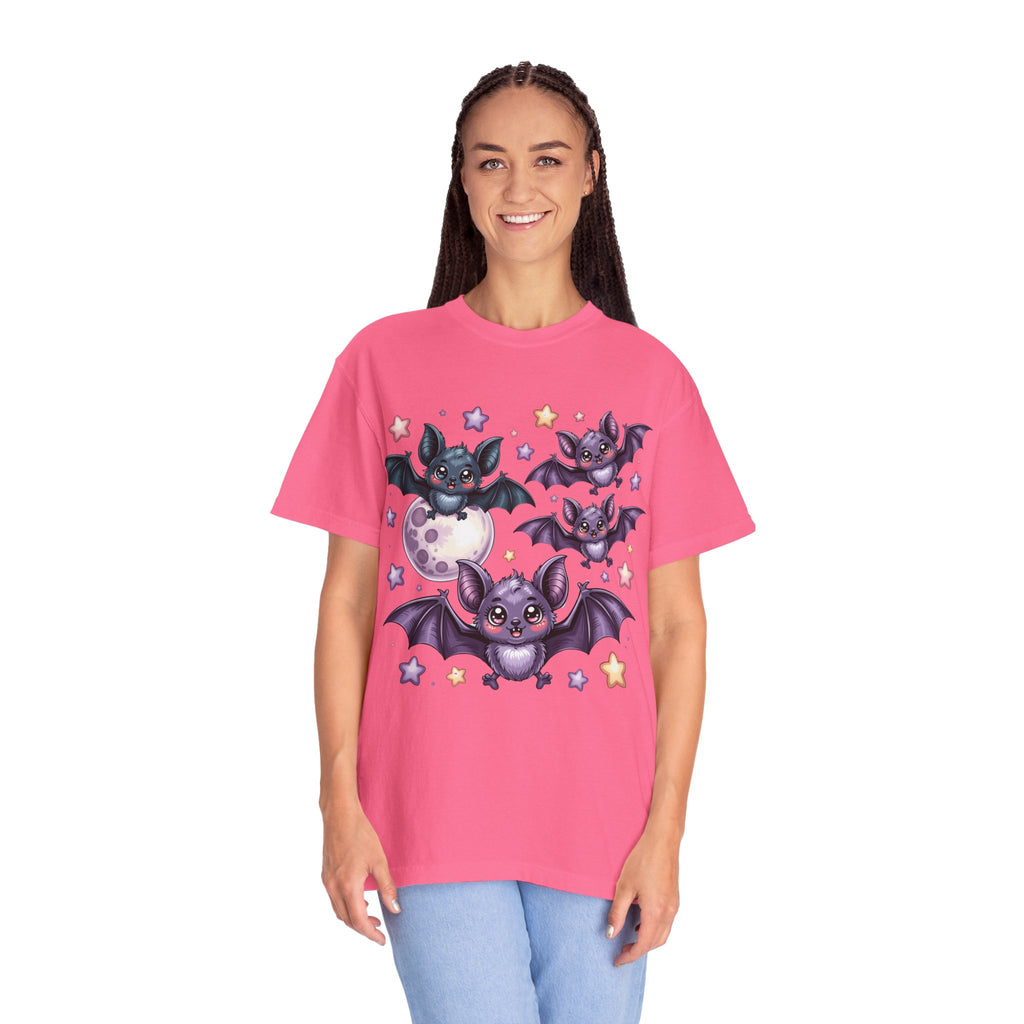 Cute Purple Bats T-Shirt — Kawaii Night Moon & Stars Tee