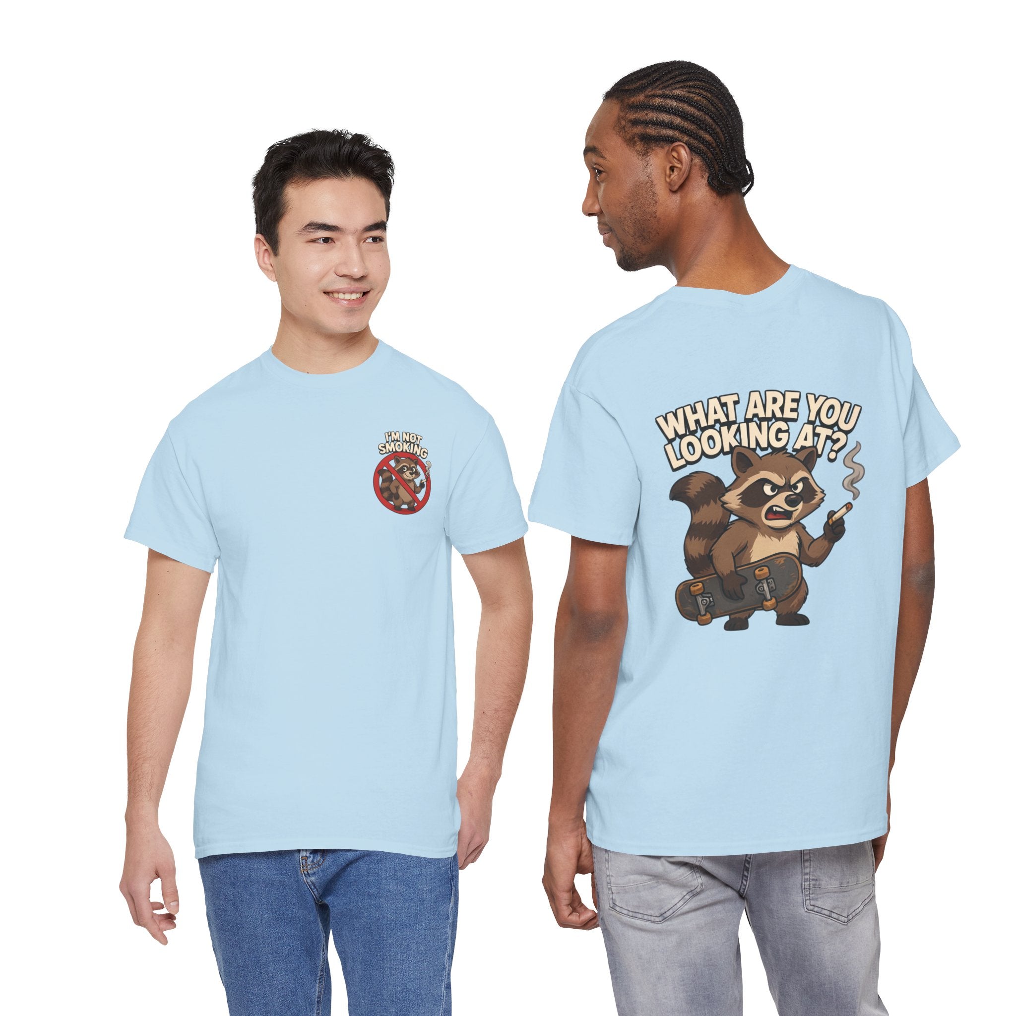 Graphic Tee — "What Are You Looking At?" Raccoon Illustration T-Shirt