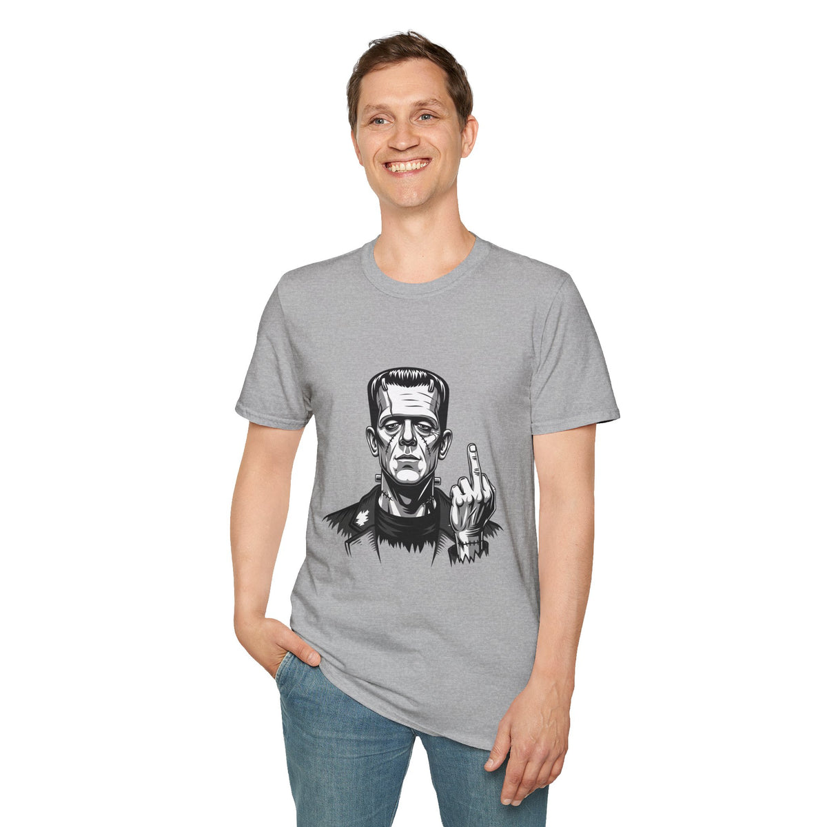 Frankenstein Middle Finger T-Shirt — Funny Gothic Monster Tee
