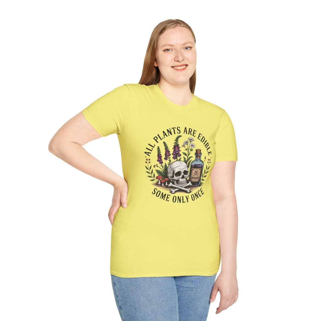 All Plants Are Edible T-Shirt — Botanical Skull & Apothecary Graphic Tee