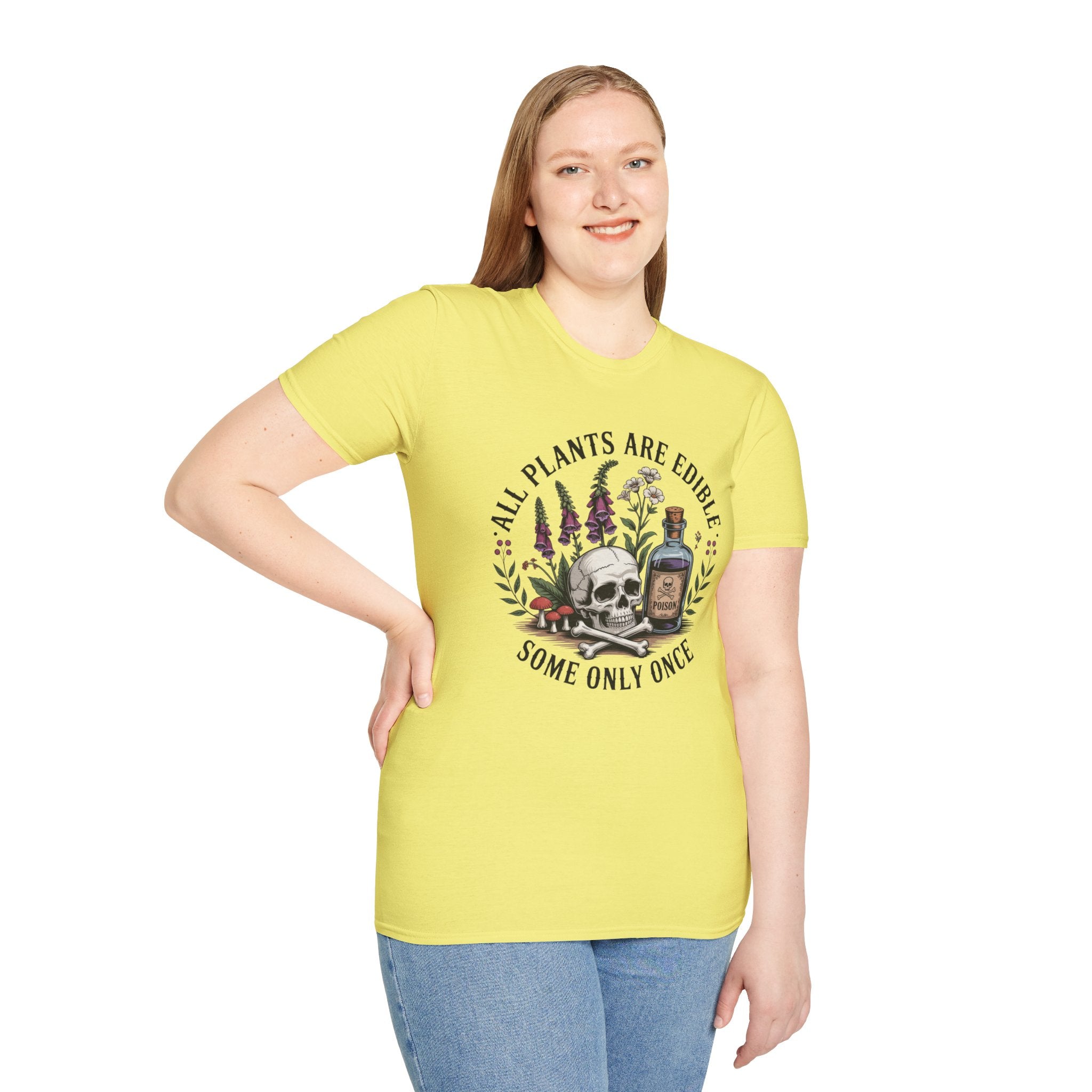 All Plants Are Edible T-Shirt — Botanical Skull & Apothecary Graphic Tee