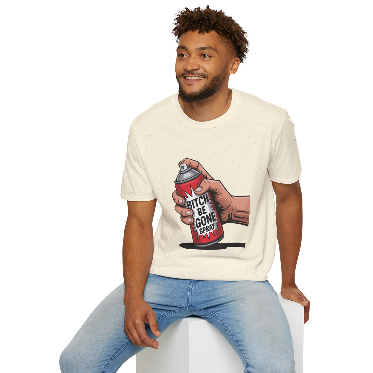 Funny 'Bitch, Be Gone' Spray T-Shirt — Pop Art Spray Can Graphic Tee